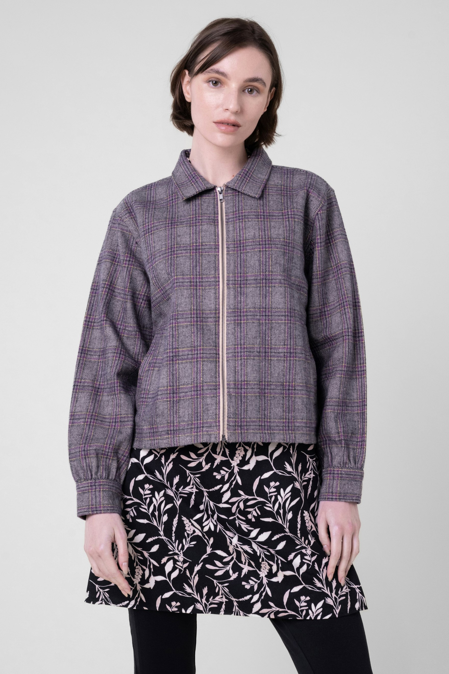 Enorsia Multicoloured Yarn Dyed Check Cropped Jacket - 12 - Multicoloured - 100% Cotton