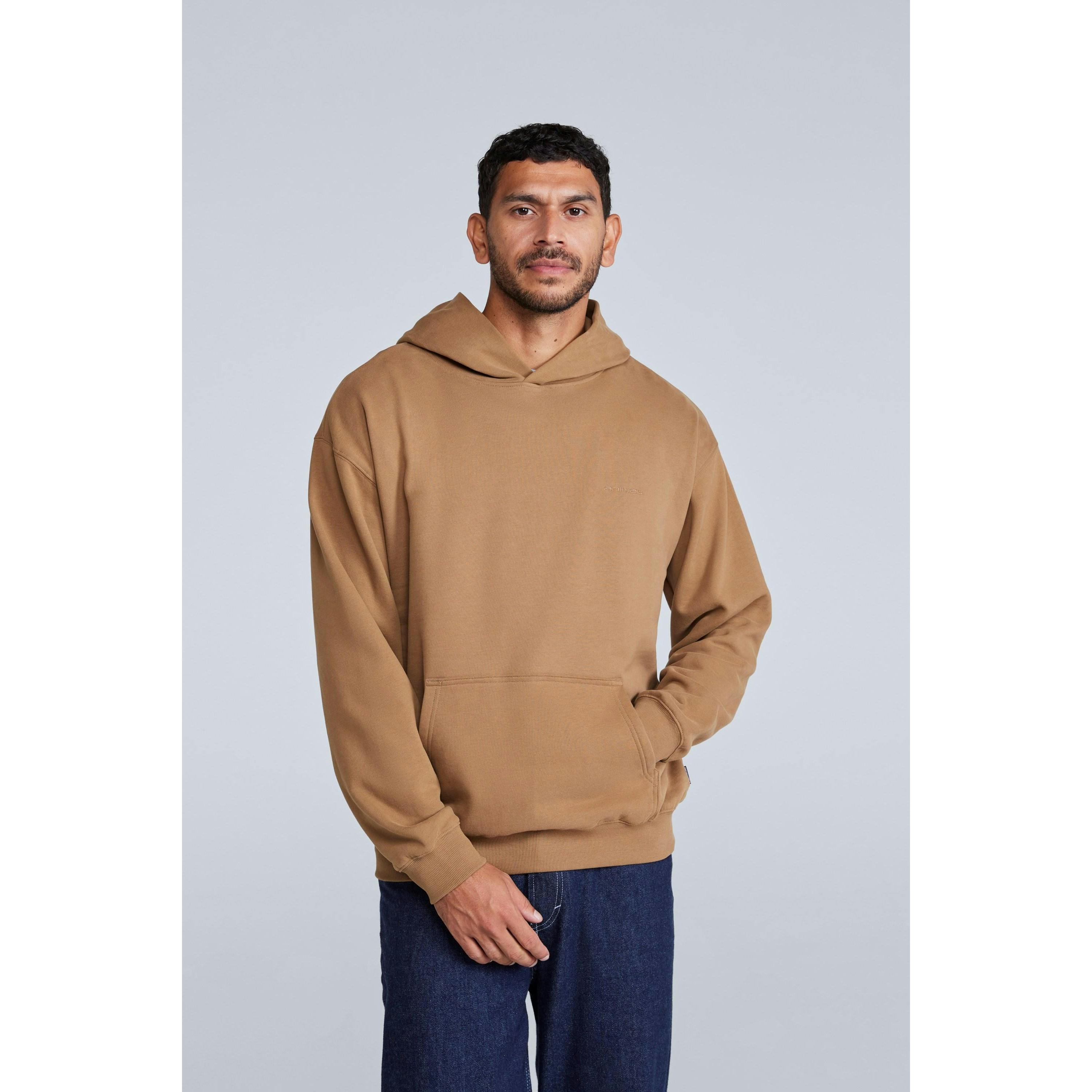 Animal Men's Icon Organic Drop Shoulder Hoodie - Tan - Tan - Xs - 100% Mixed