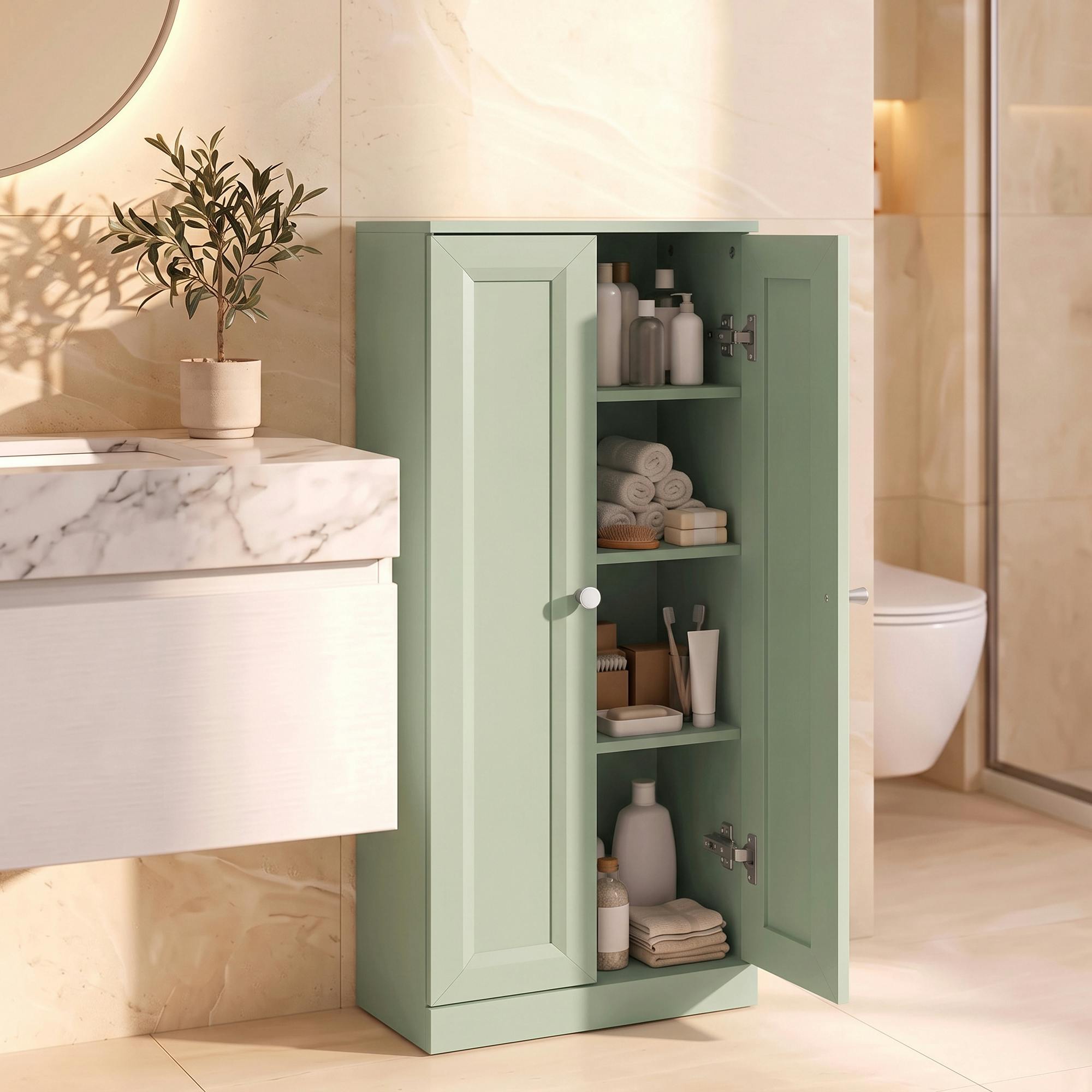 Rackhams Light/Green Narrow Bathroom Cabinet, Slim Storage Cabinet,