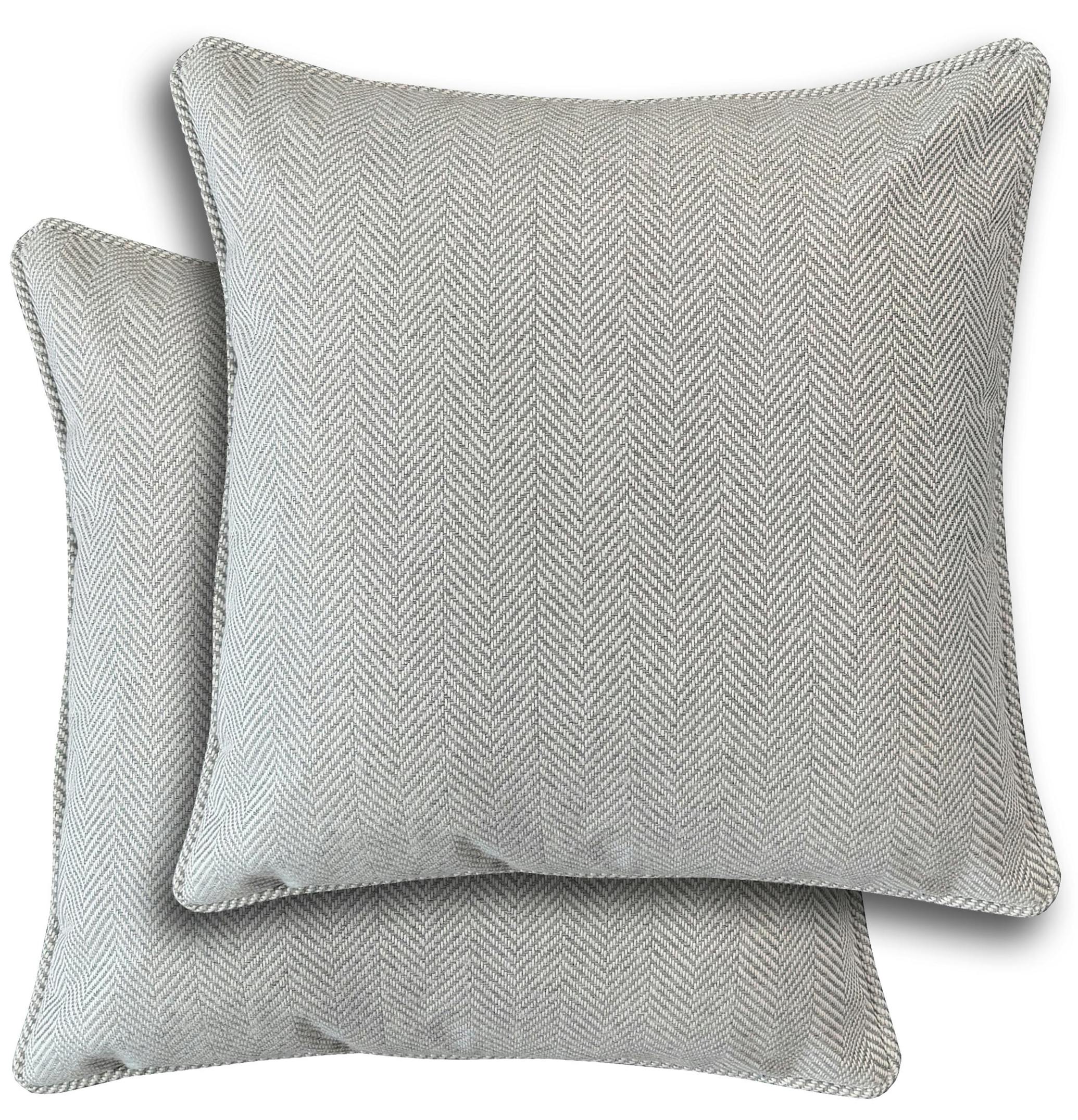 Enhanced Living Grey Pair Of Chester Double Sided Zip Opening Cushion Covers - Cases Only