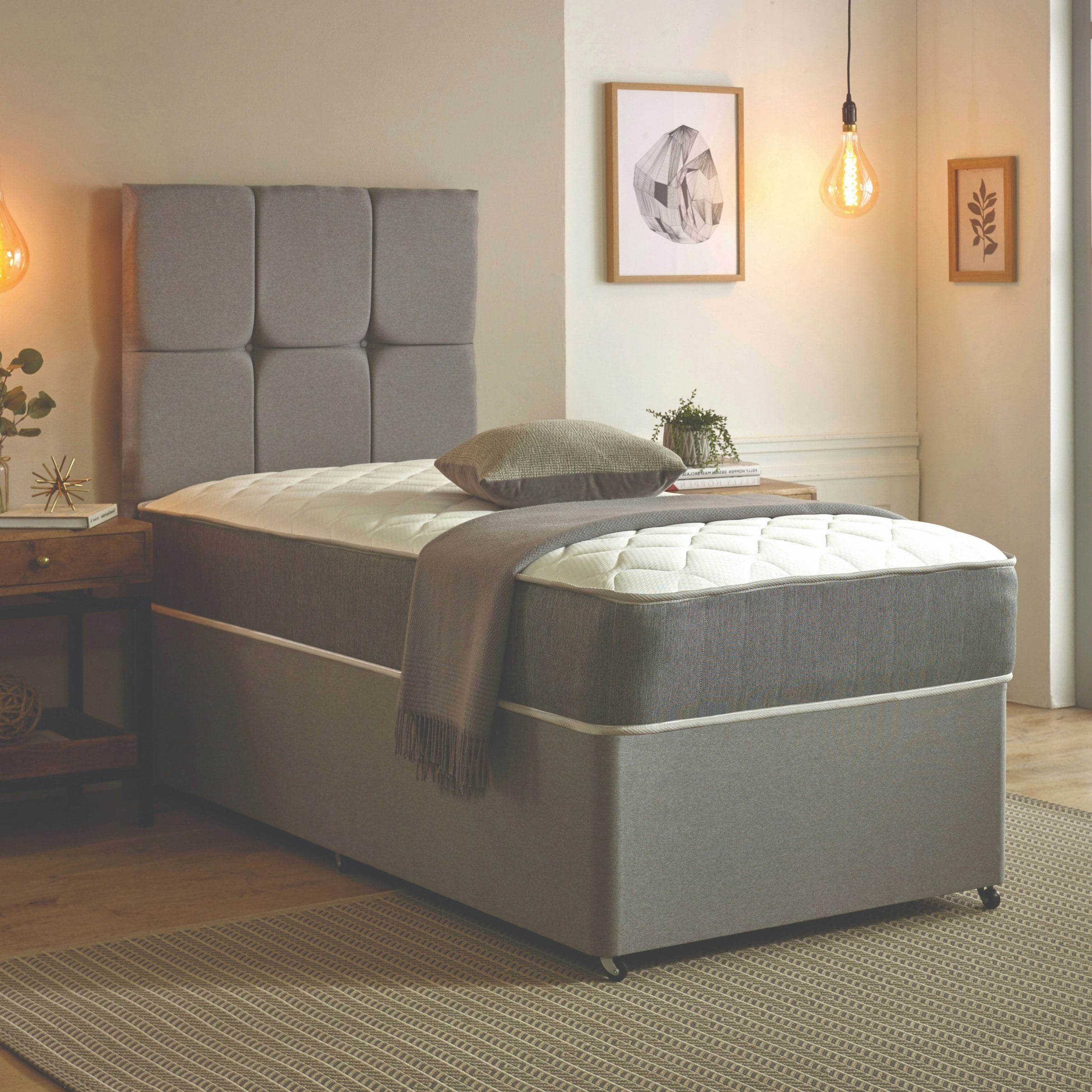 Rackhams White Castle Hybrid Mattress - 20Cm Deep, Soft-Touch Quilted Sleep Surface - 1 - European Single Mattress (90Cm X 200Cm)