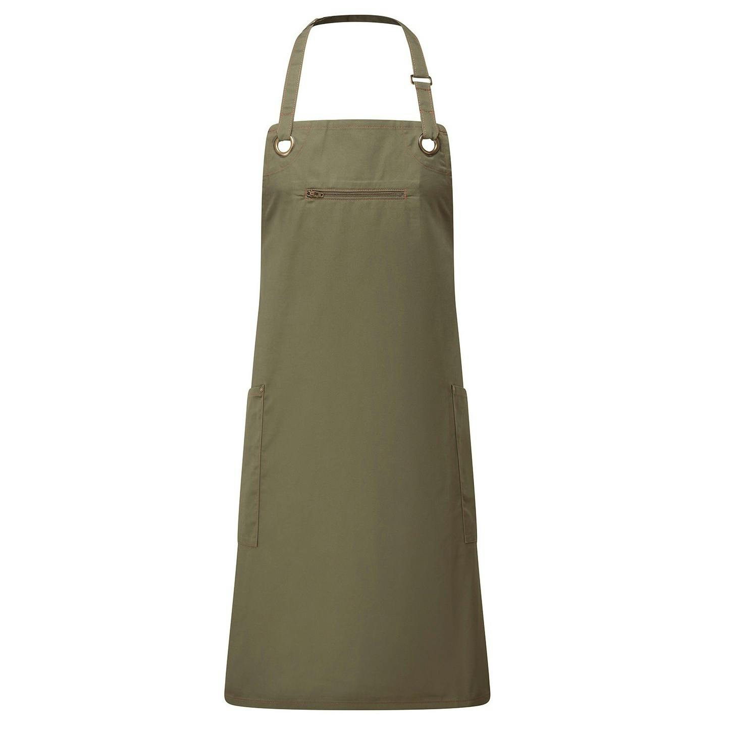 Premier (One Size, Olive/Chestnut) Unisex Adult Barley Sustainable Contrast Stitching Full Apron - Image 3