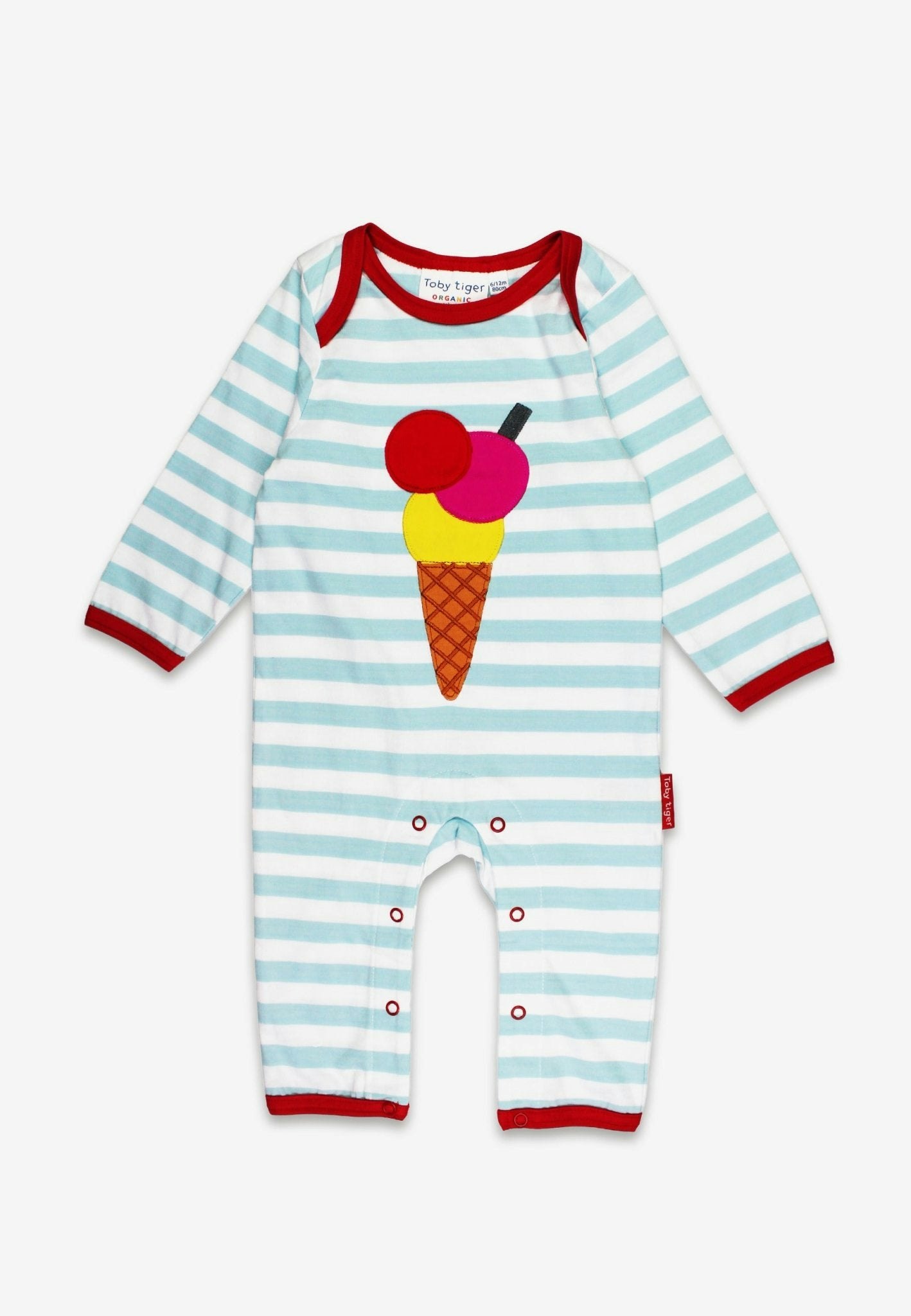 Toby Tiger Cream Organic Ice Applique Sleepsuit - 6-12M / 80Cm