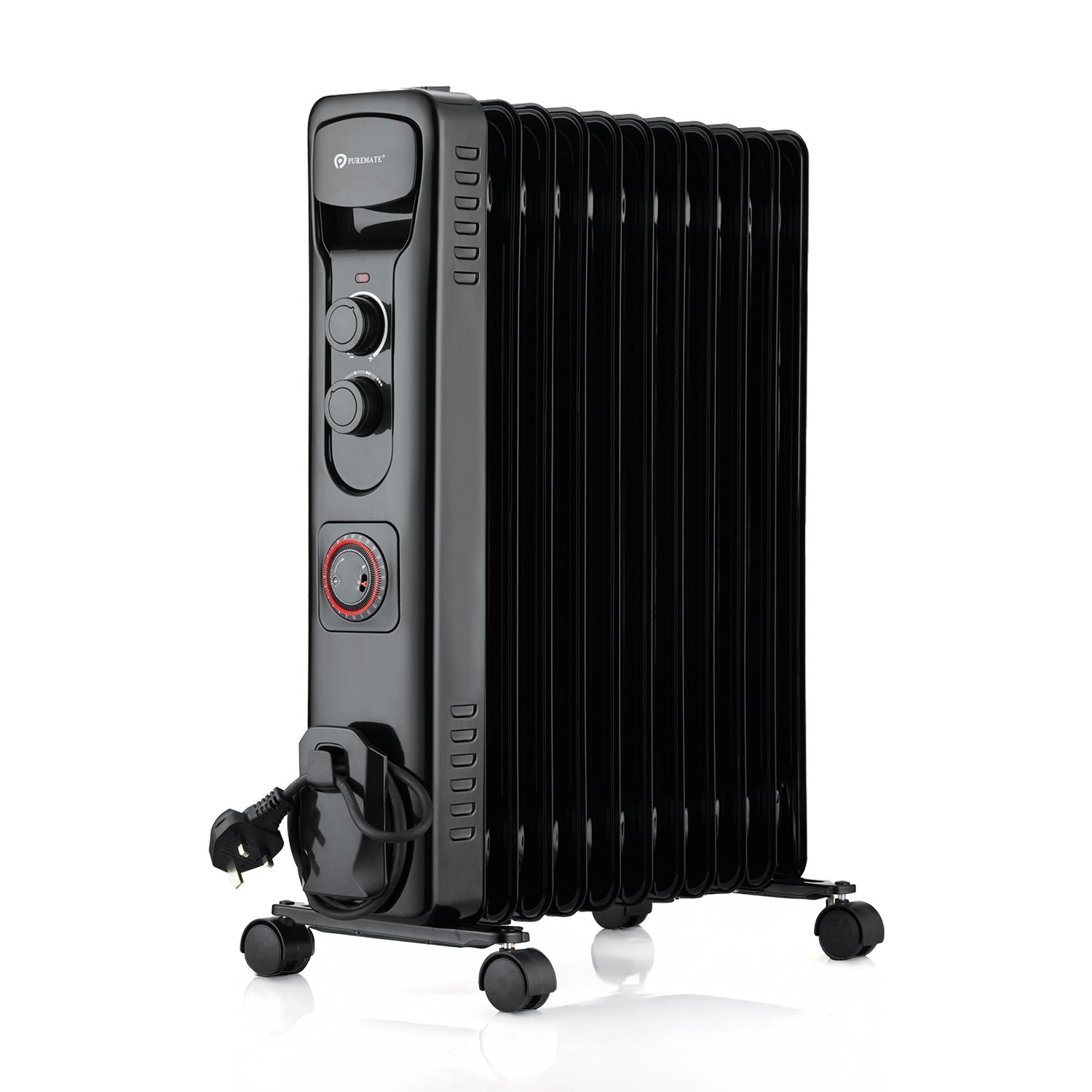 Puremate Black 2500W Fin Oil Filled Radiator – Size 11