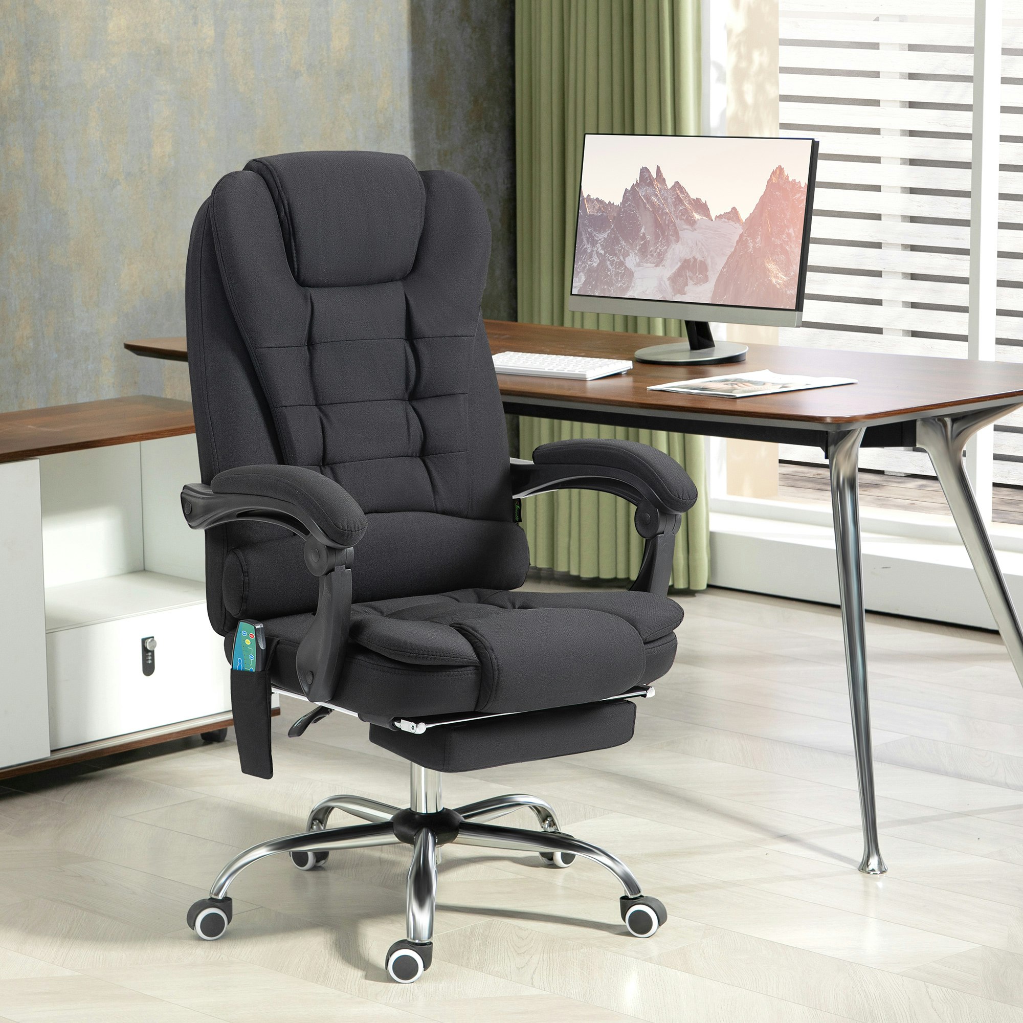 Vinsetto Grey/Black Ergonomic Heated 6 Points Vibration Massage Office Chair,