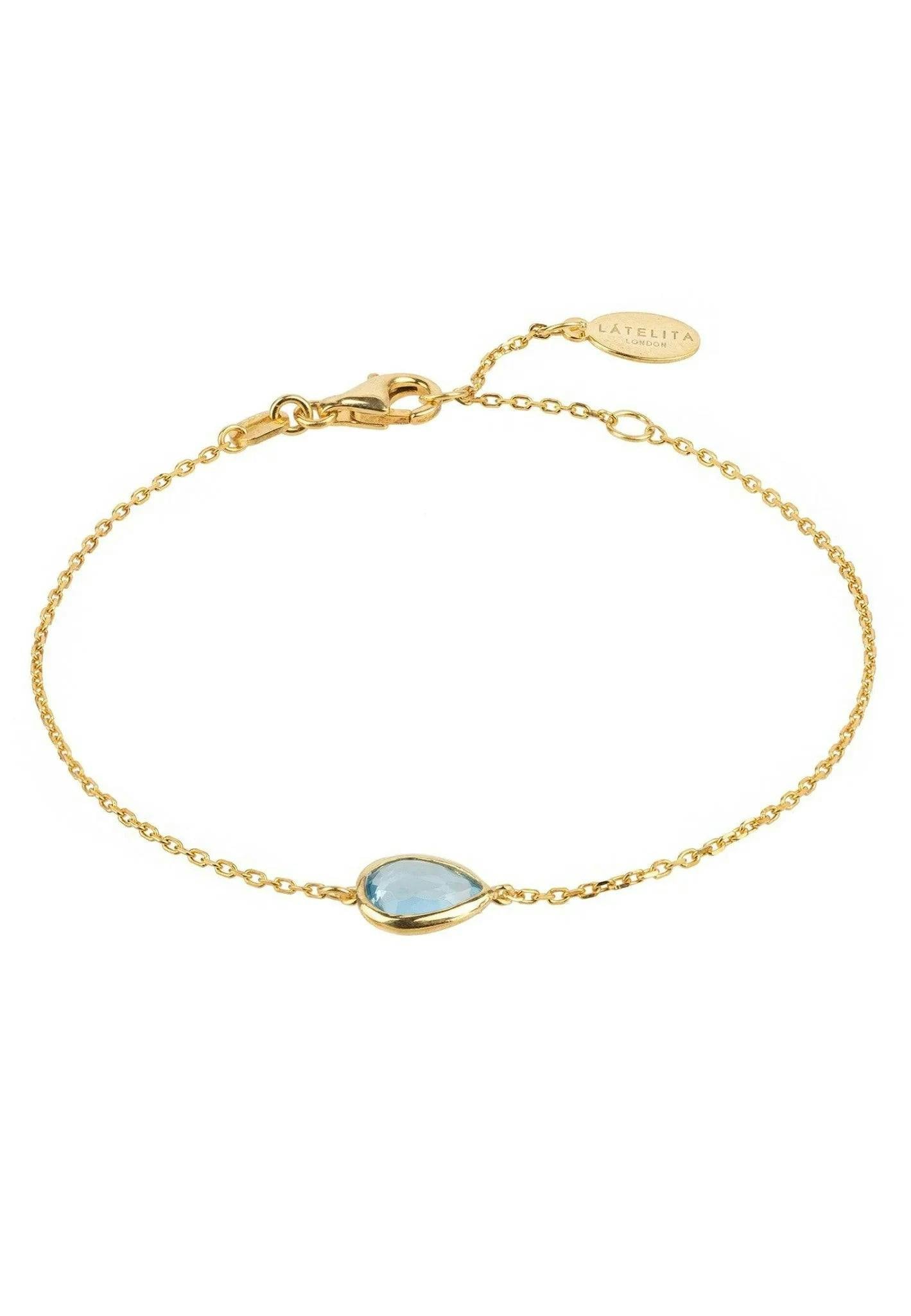 Latelita Gold/Blue Pisa Mini Teardrop Bracelet Topaz