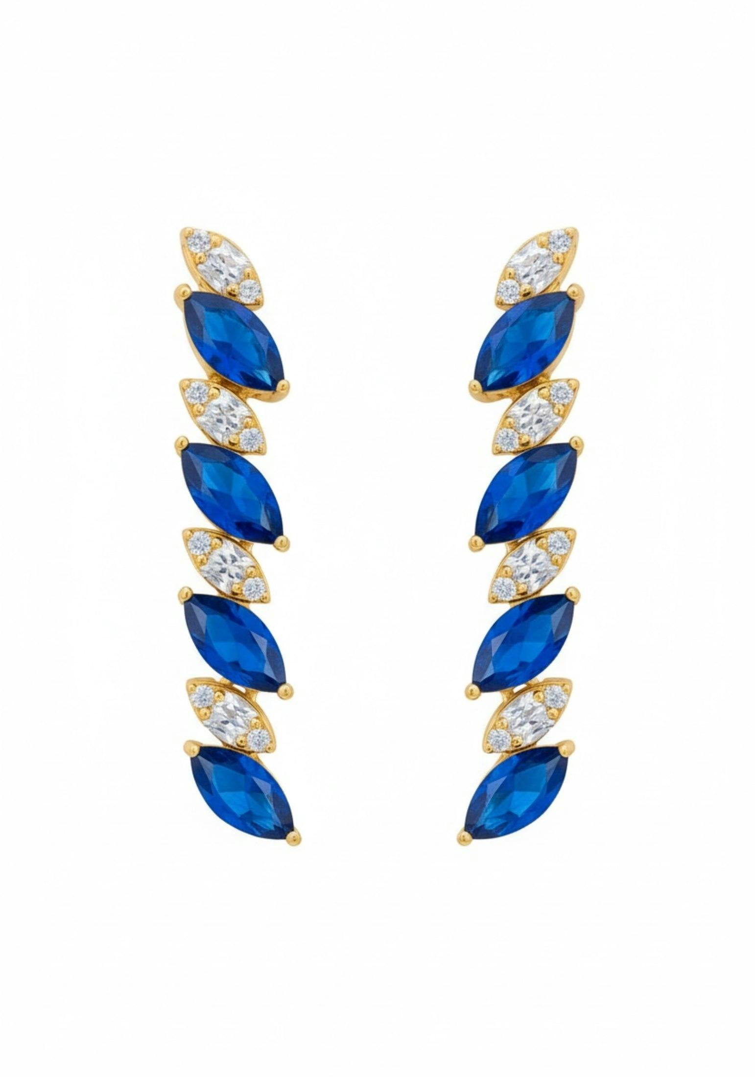 Latelita Gold Viscountess Tennis Drop Earrings Sapphire