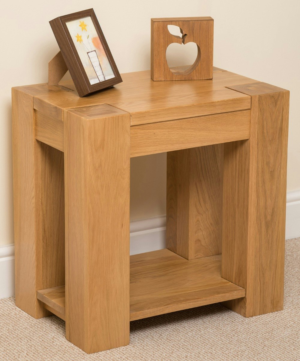 Rackhams Brown Kuba Solid Oak Lamp Table For Living Room