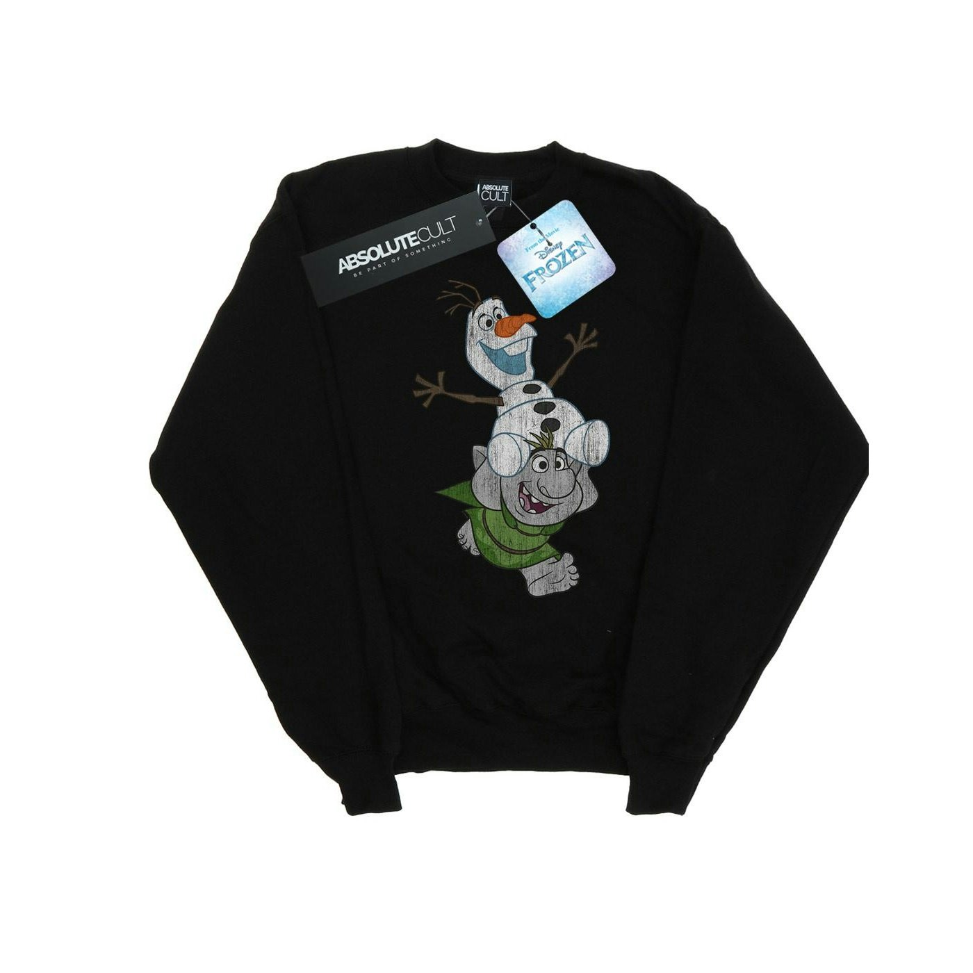 Disney Women's Black / Frozen Olaf And Troll Sweatshirt - Small