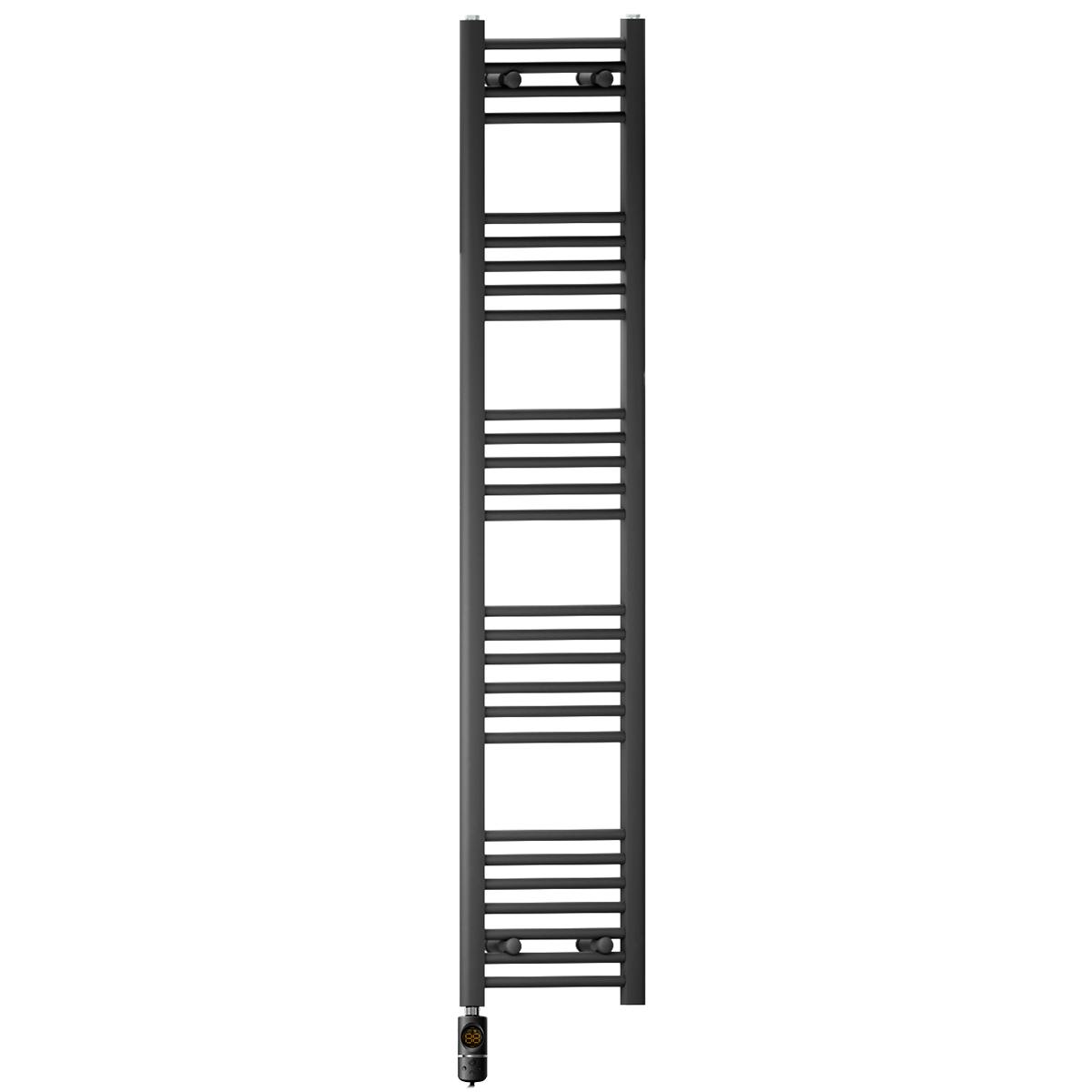 Myhomeware Black 400 X 1600 Mm Matt Electric Bathroom Towel Rail Radiator Heater With Af Thermostatic Electric Element Pre-Filled