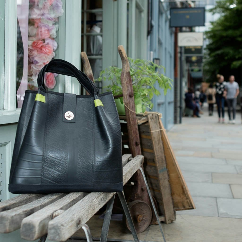 Paguro Black Anna Recycled Rubber Vegan Tote Bag (2 Colours Available) - Olive