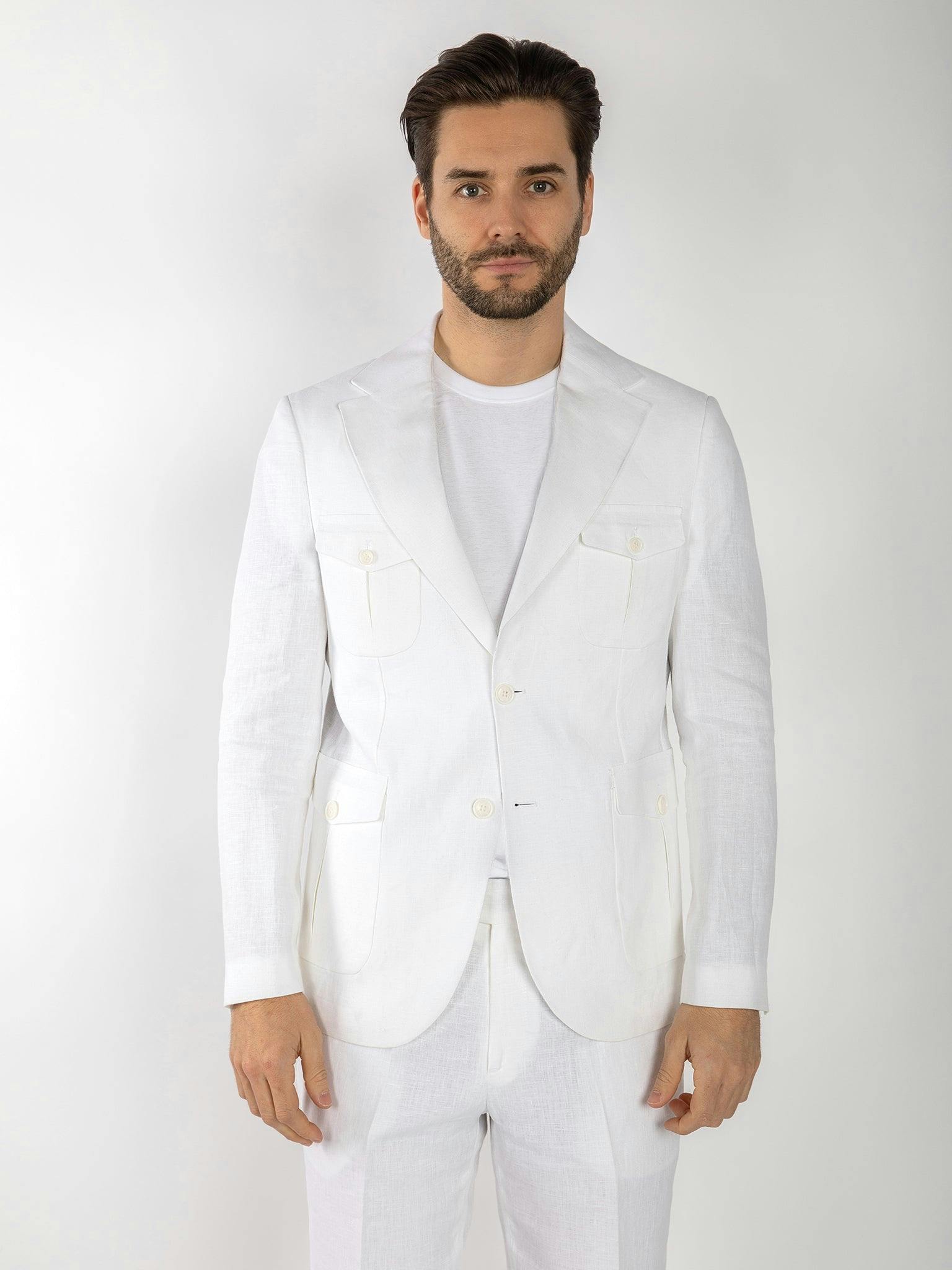 Claudio Lugli White Casual Linen Suit - 42 Uk/ 52 Eu