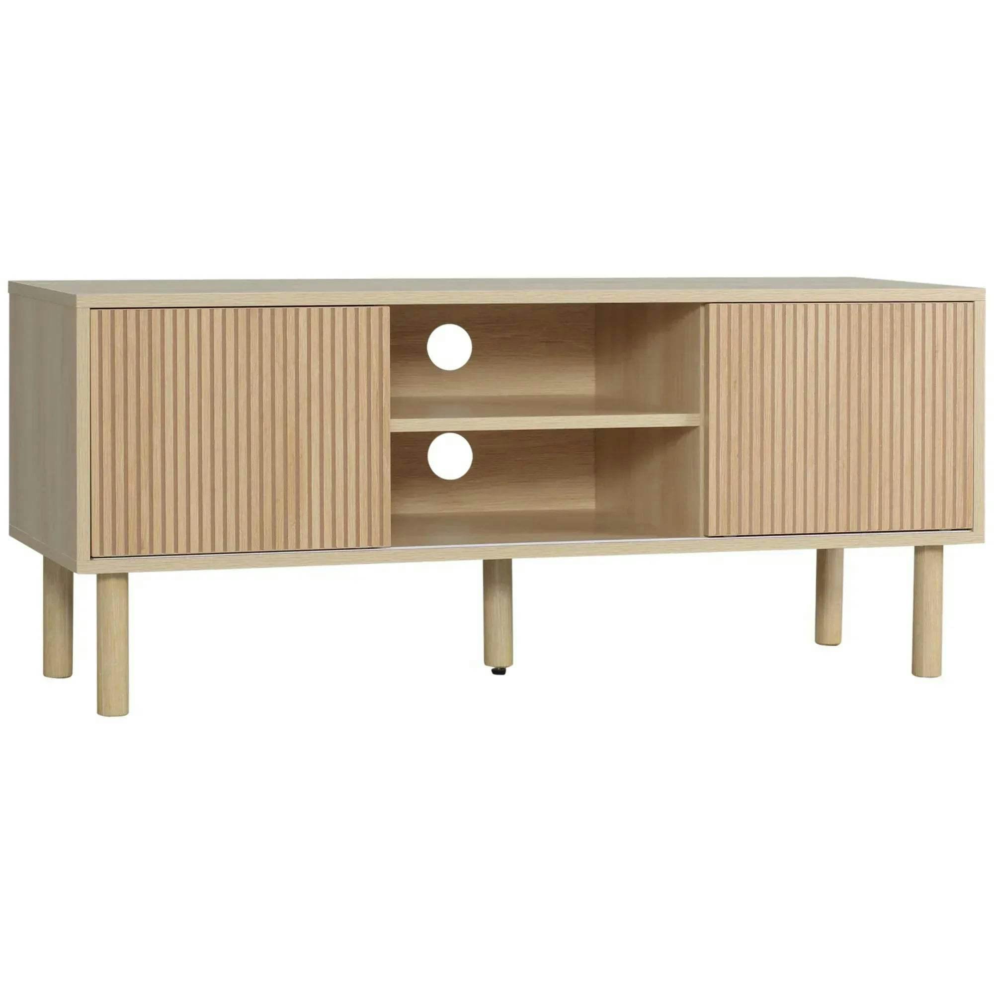 HOMCOM Oak TV Unit - 2 Door - 2 Shelf - Natural - Image 6