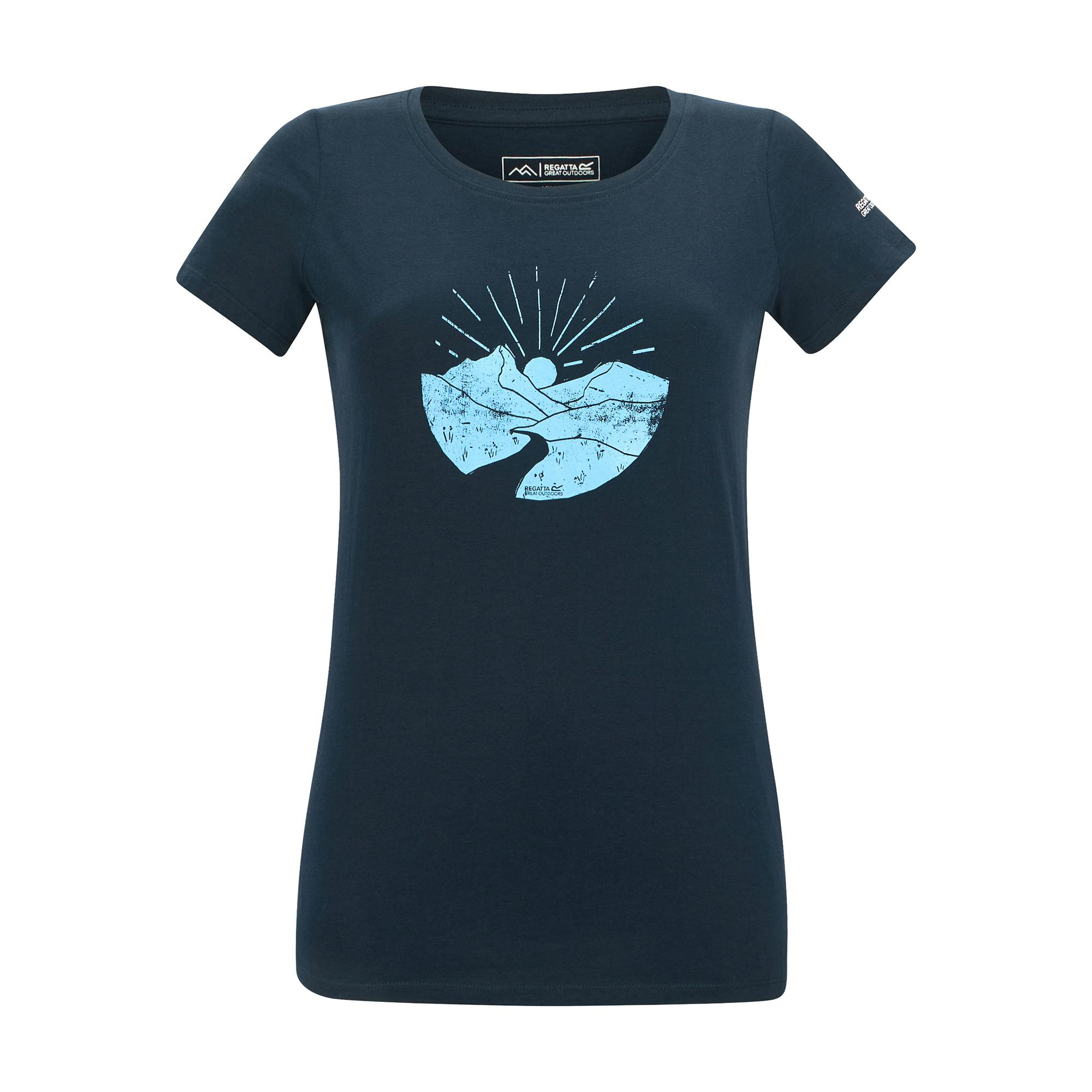 Regatta Women's Breezed Mountain Scene T-Shirt - Navy - 20 Uk - Navy - 100% Cotton