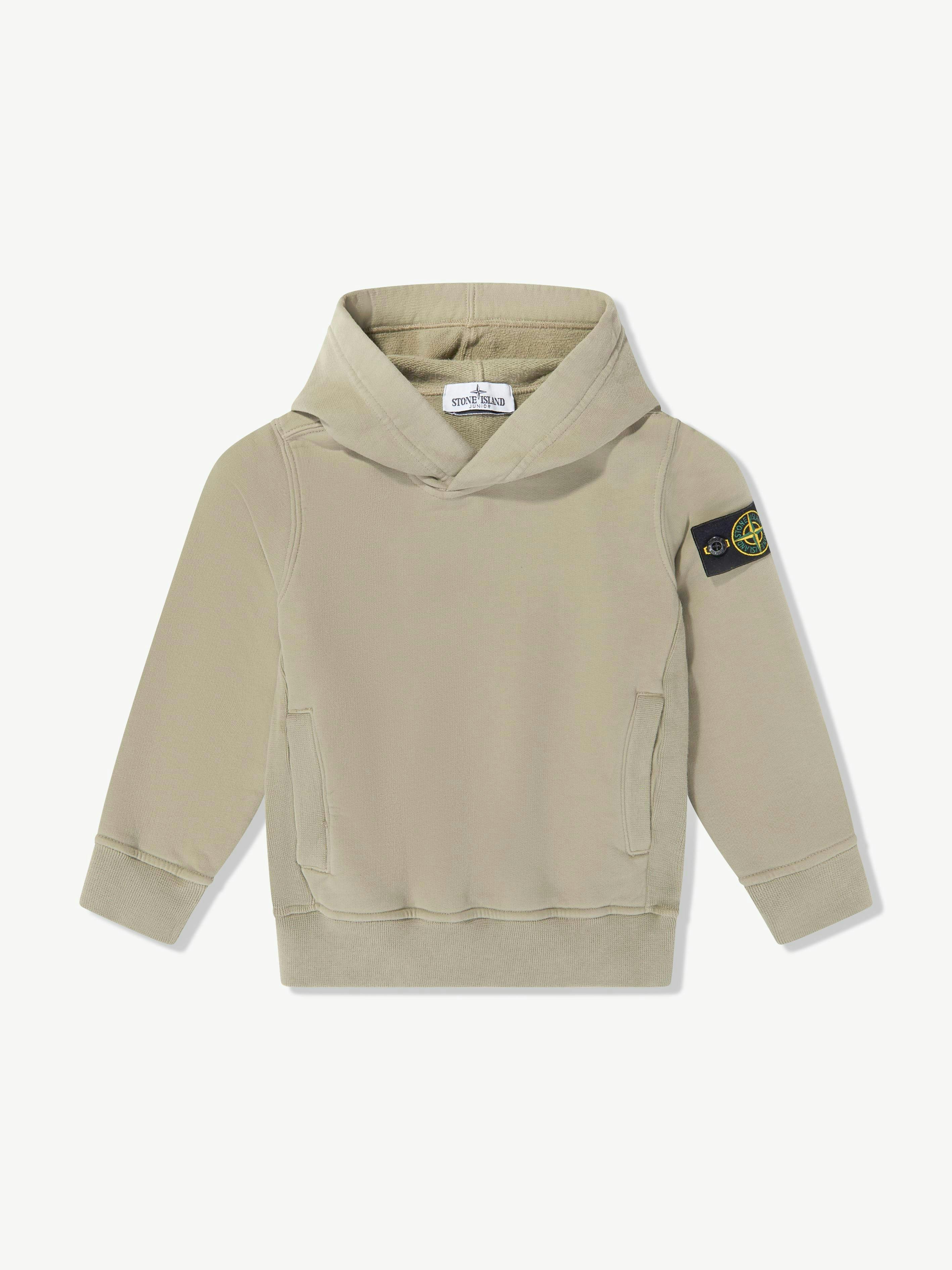 Stone Island Junior Boys Green Stone Island Brushed Organic Fleece Hoodie In - 4 Yrs