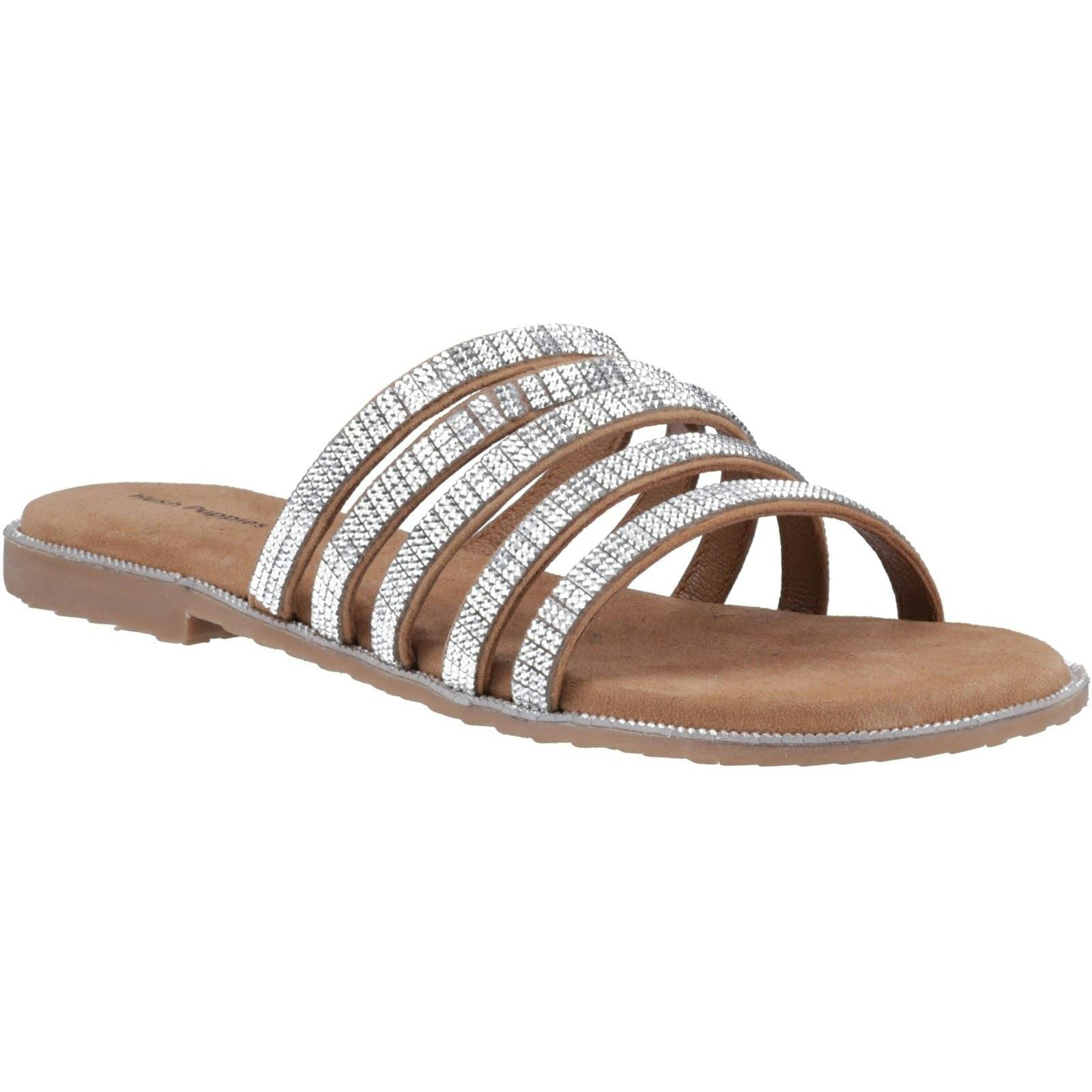 Hush Puppies Women's Silver Paris Slide Suede Tan/ Sandals - Size 3