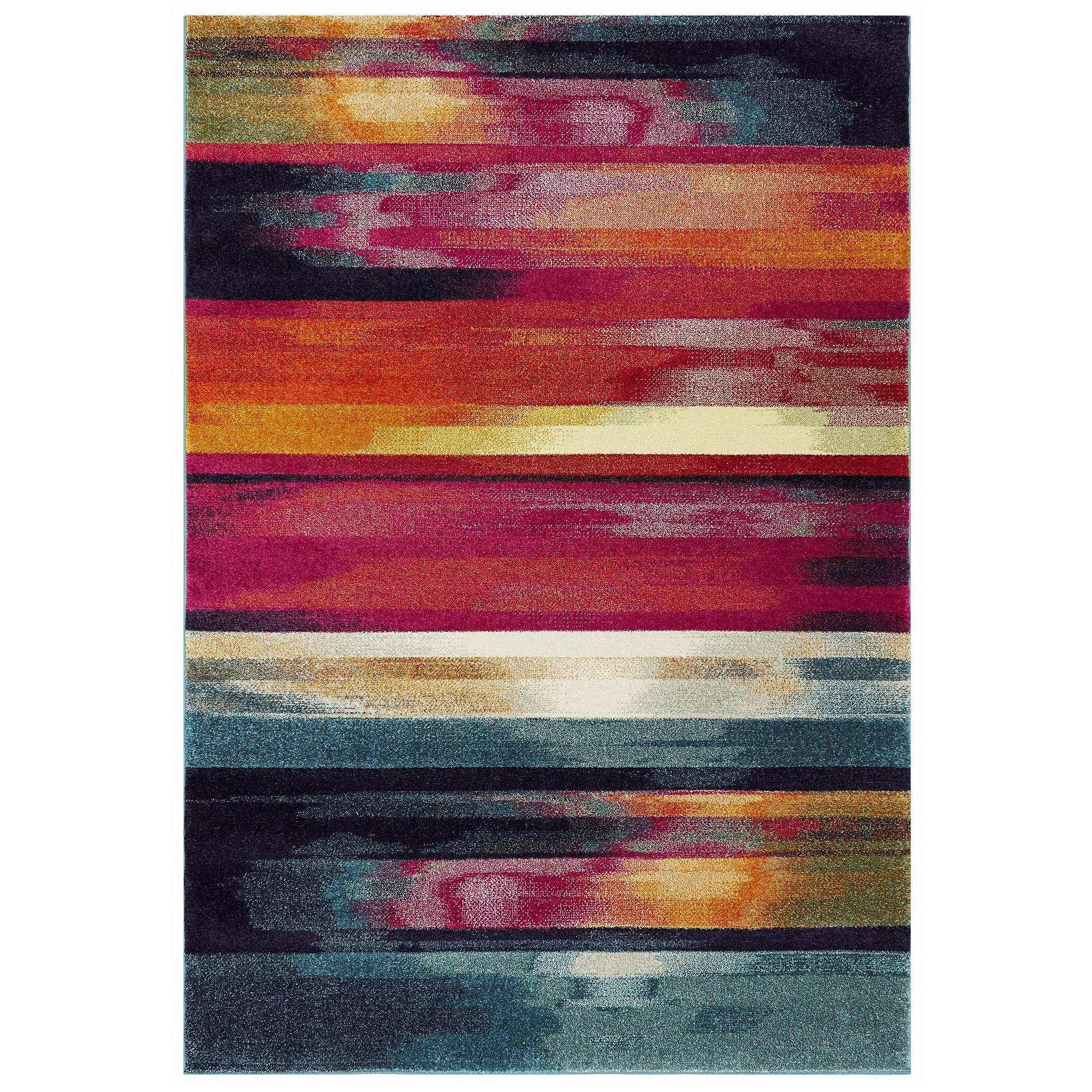 Rackhams White Nova Nv05 Stripe Multi Rug - 120X170cm