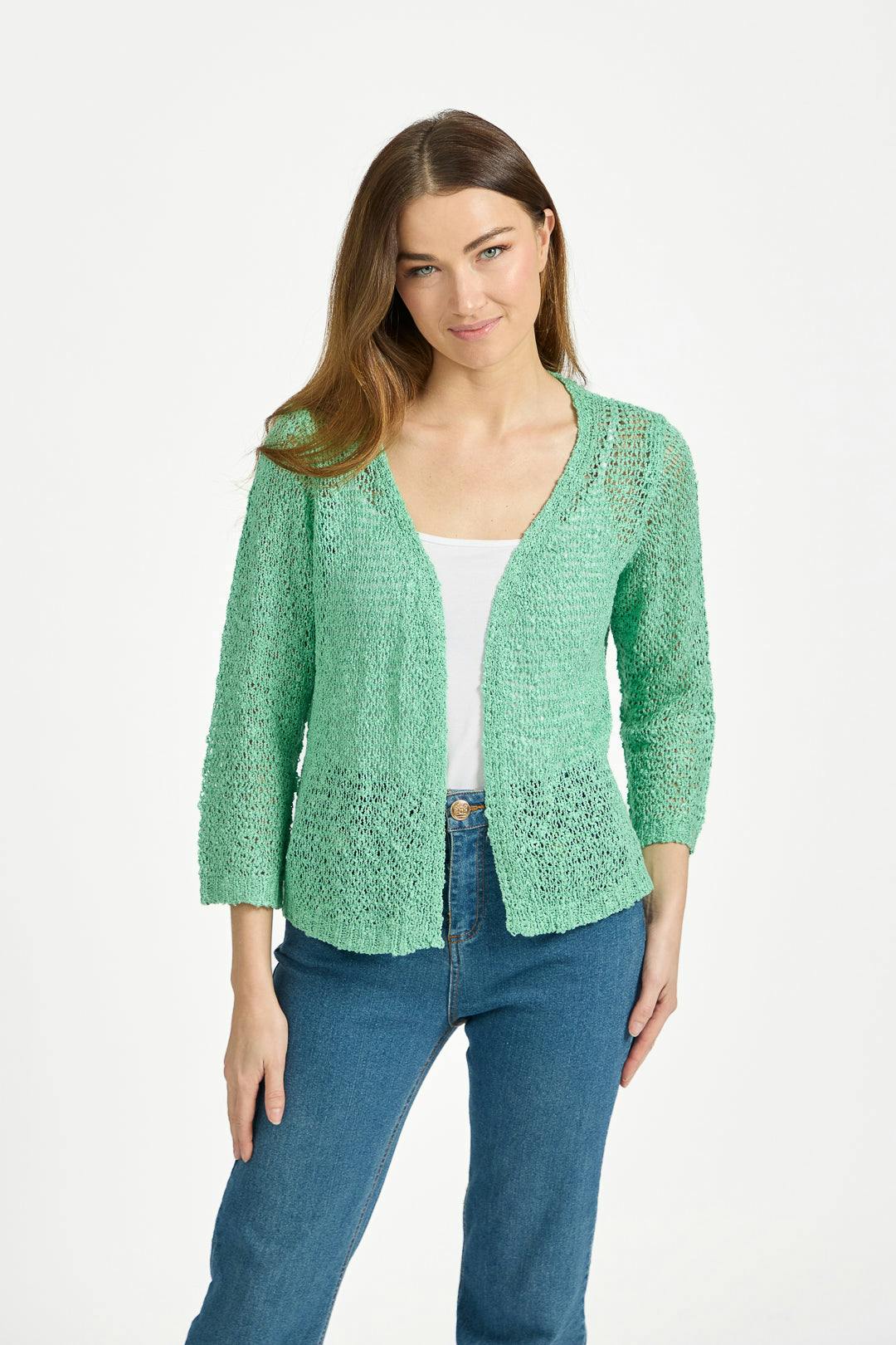 Mudflower Green Popcorn Knit Shrug - 12
