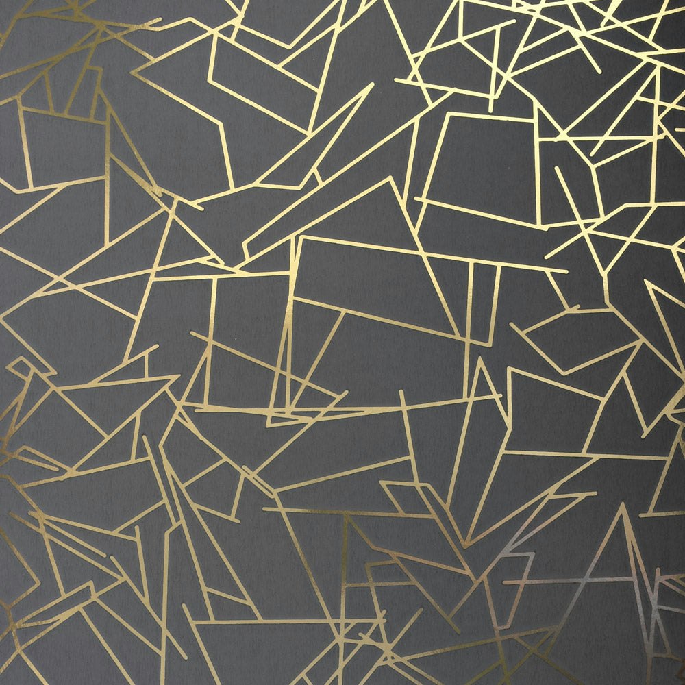 Rackhams Gold/Grey Angles And Lead Wallpaper - 10M Roll