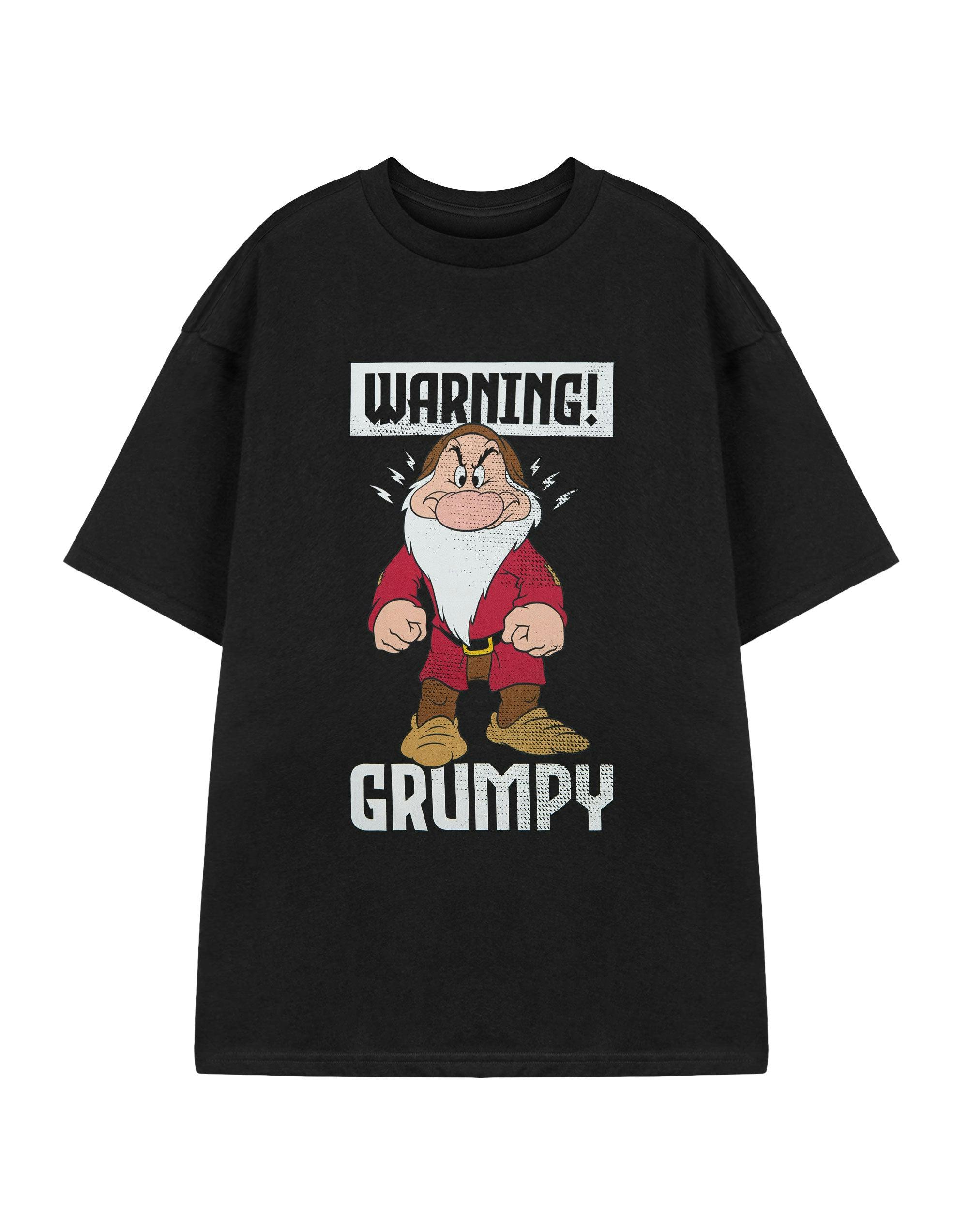Vanilla Underground Men's White/Black Disney Snow & The Seven Dwarfs Warning Grumpy Short Sleeved T-Shirt - XX-Large