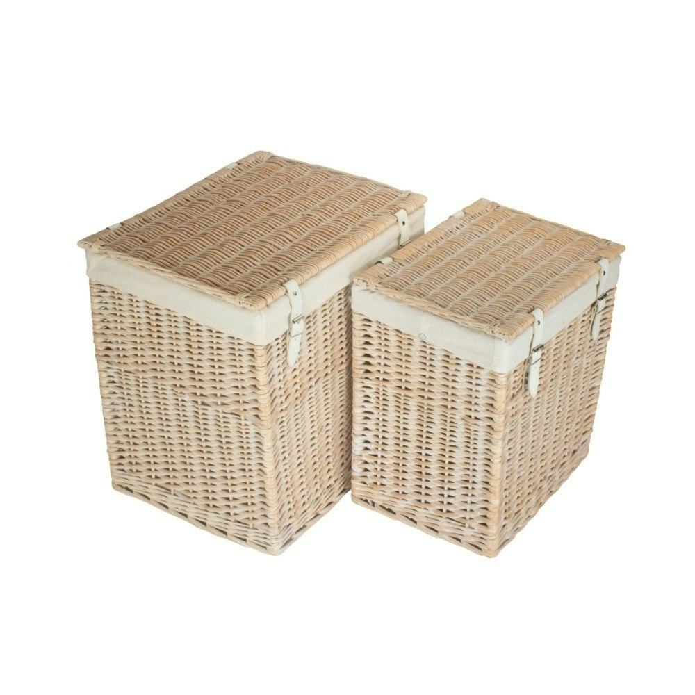 Red Hamper Red/White Hamper Set Of 2 Boutique Wash Storage Laundry With Lining
