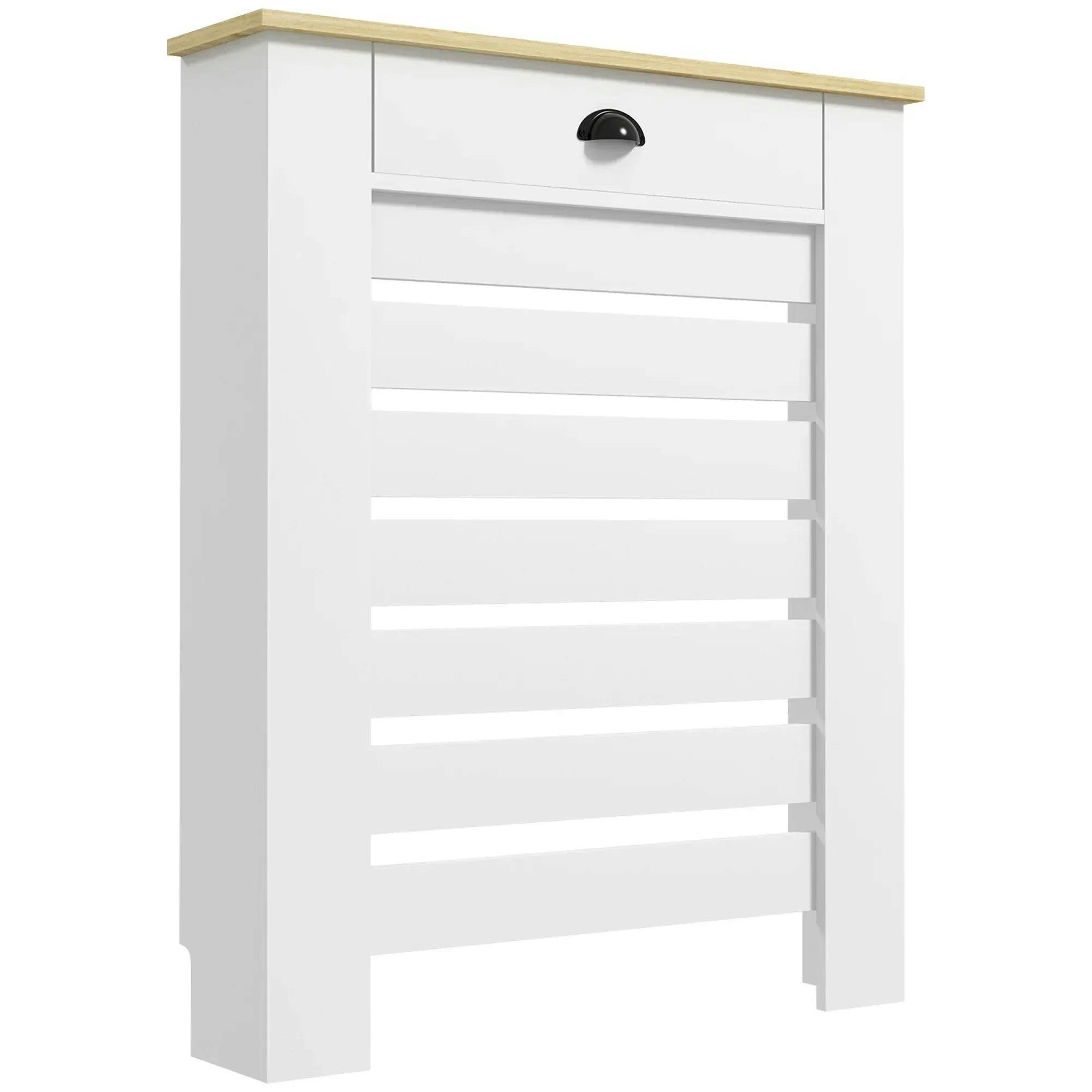 HOMCOM Radiator Cover with Drawer, MDF, White, Small H:95.5/W:78/D:19 cm | Horizontal Slatted Grill, Painted Wood Cabinet Shelf, Heating Cover, Living Room Bedroom Hallway - Image 6