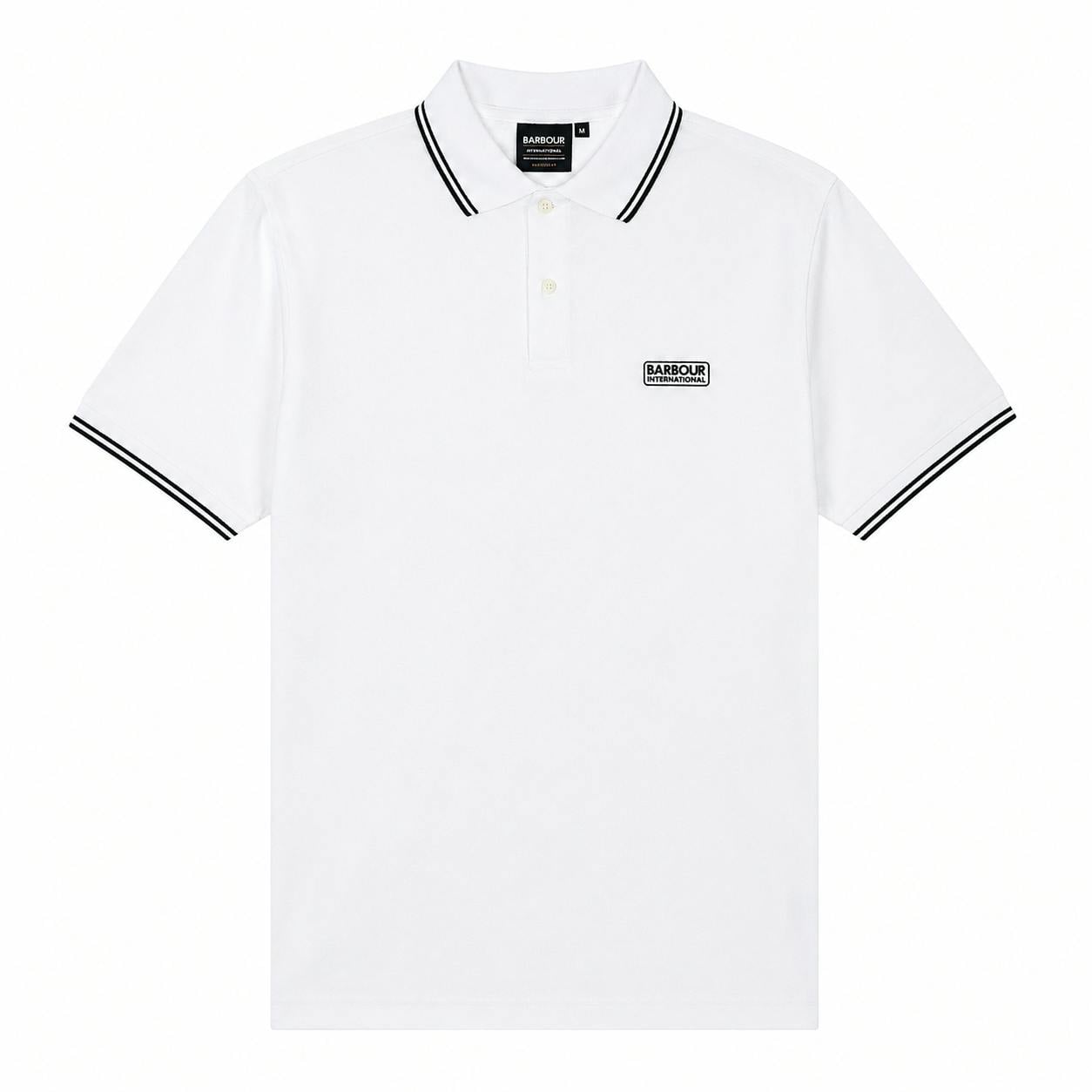 Barbour White International Evan Tipped Polo Shirt - M