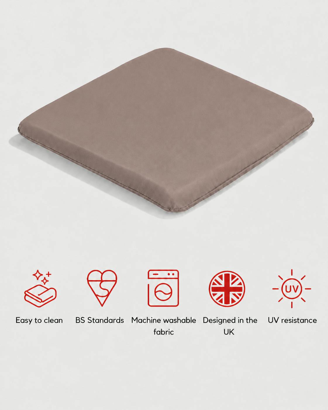Rackhams Green/Grey Sp Range Armchair Pad Garden Cushion - Taupe