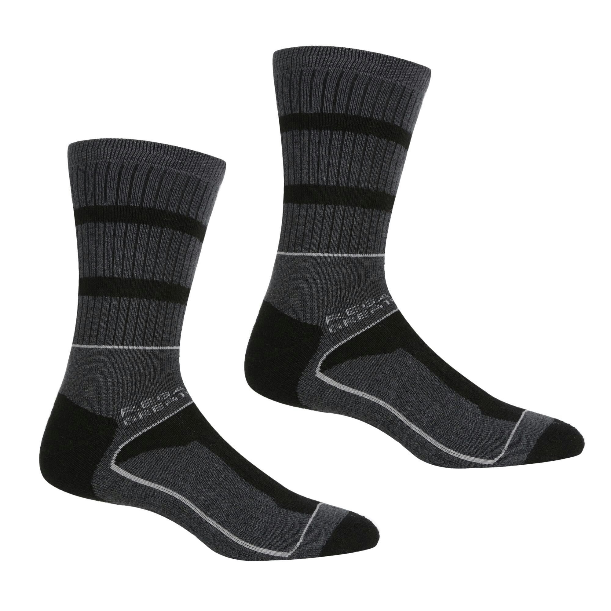 Regatta Men's Black/Dark Samaris 3 Season Socks (Pack Of 2) - Steel - Steel Size 9