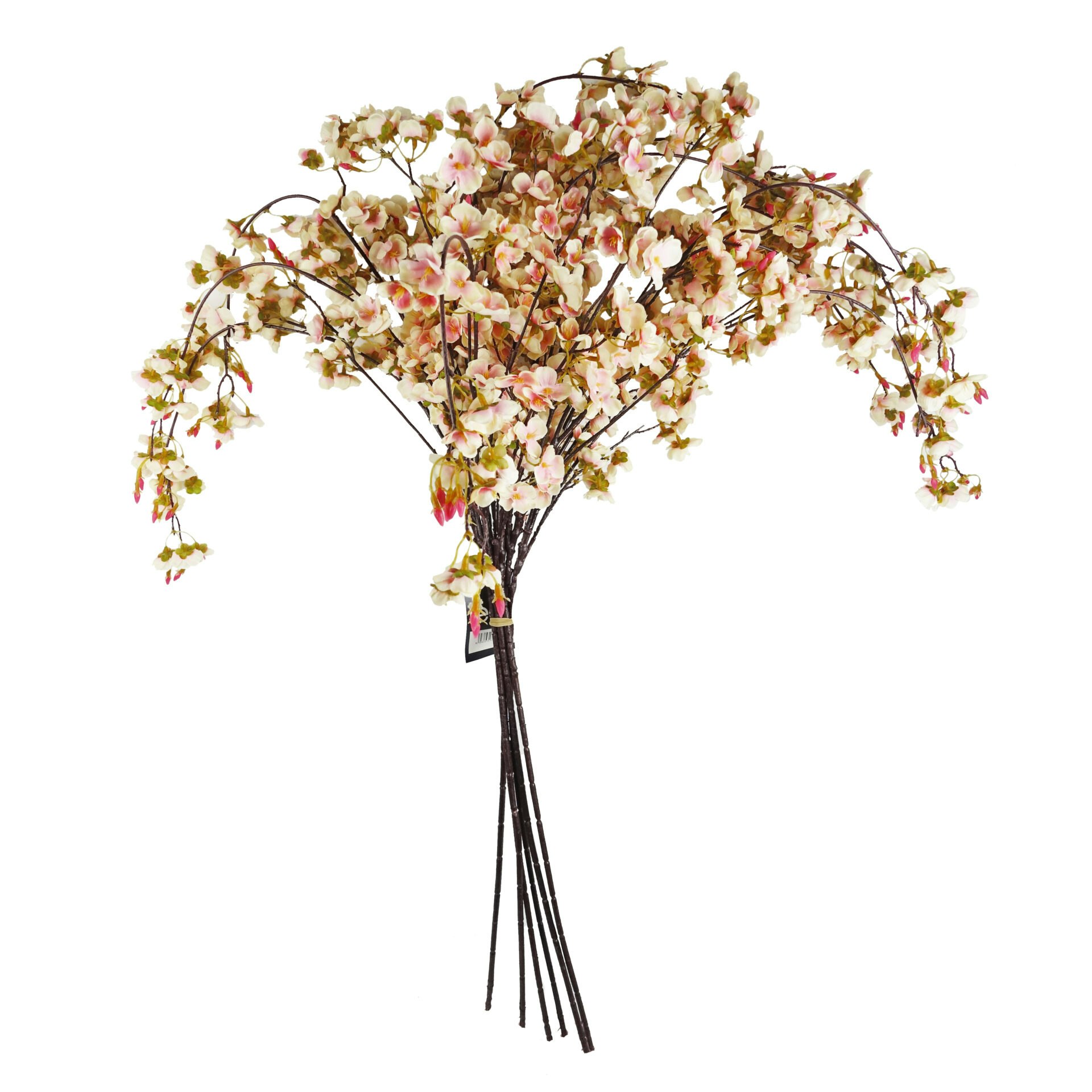 Leaf Pink Pack Of 6 X Natural Trailing Cherry Stem Artificial - 6 X Natural Cherry Spray - 110Cm