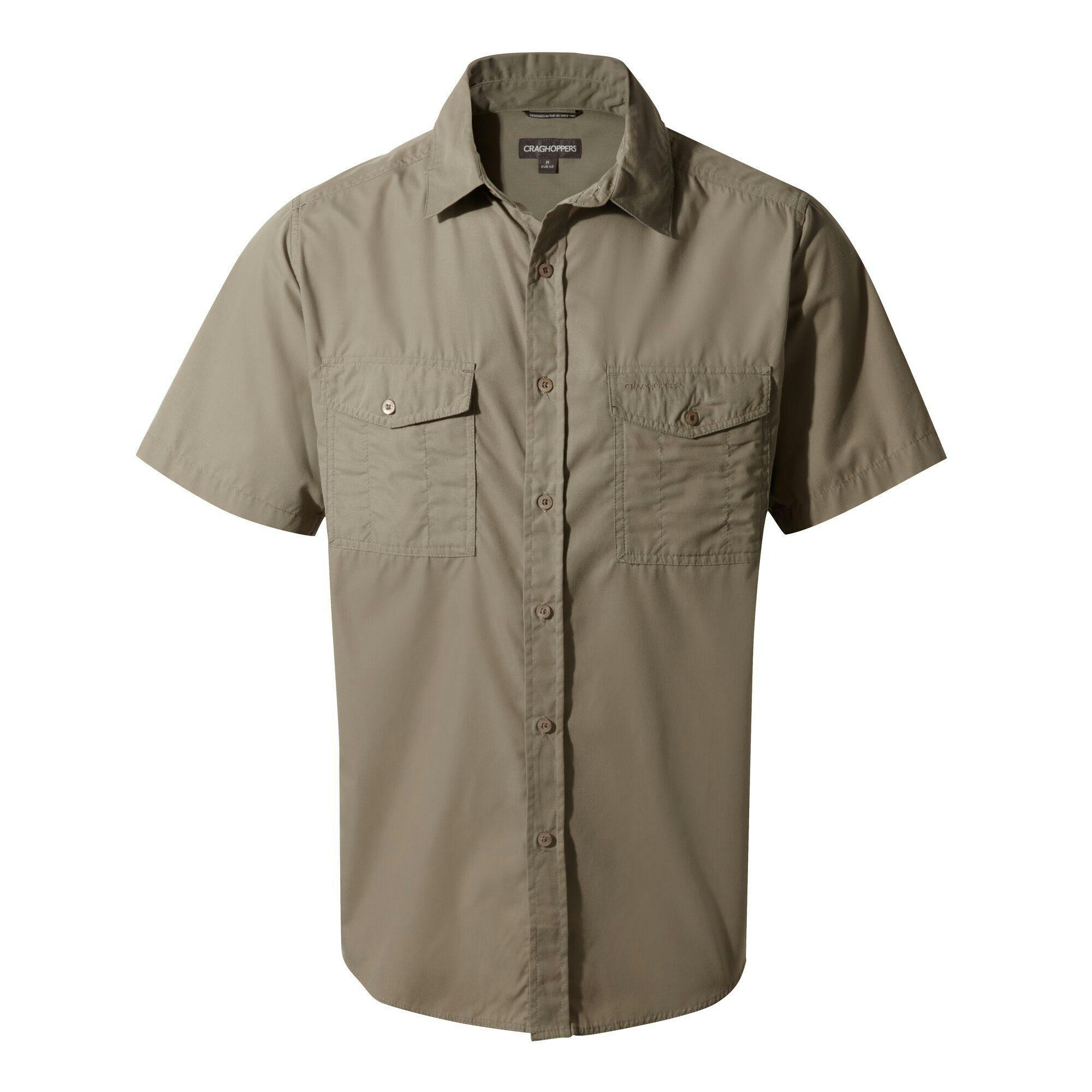 Craghoppers Men's Grey Kiwi Short-Sleeved Shirt - Pebble - S - Pebble - 65% Polyester/35% Cotton