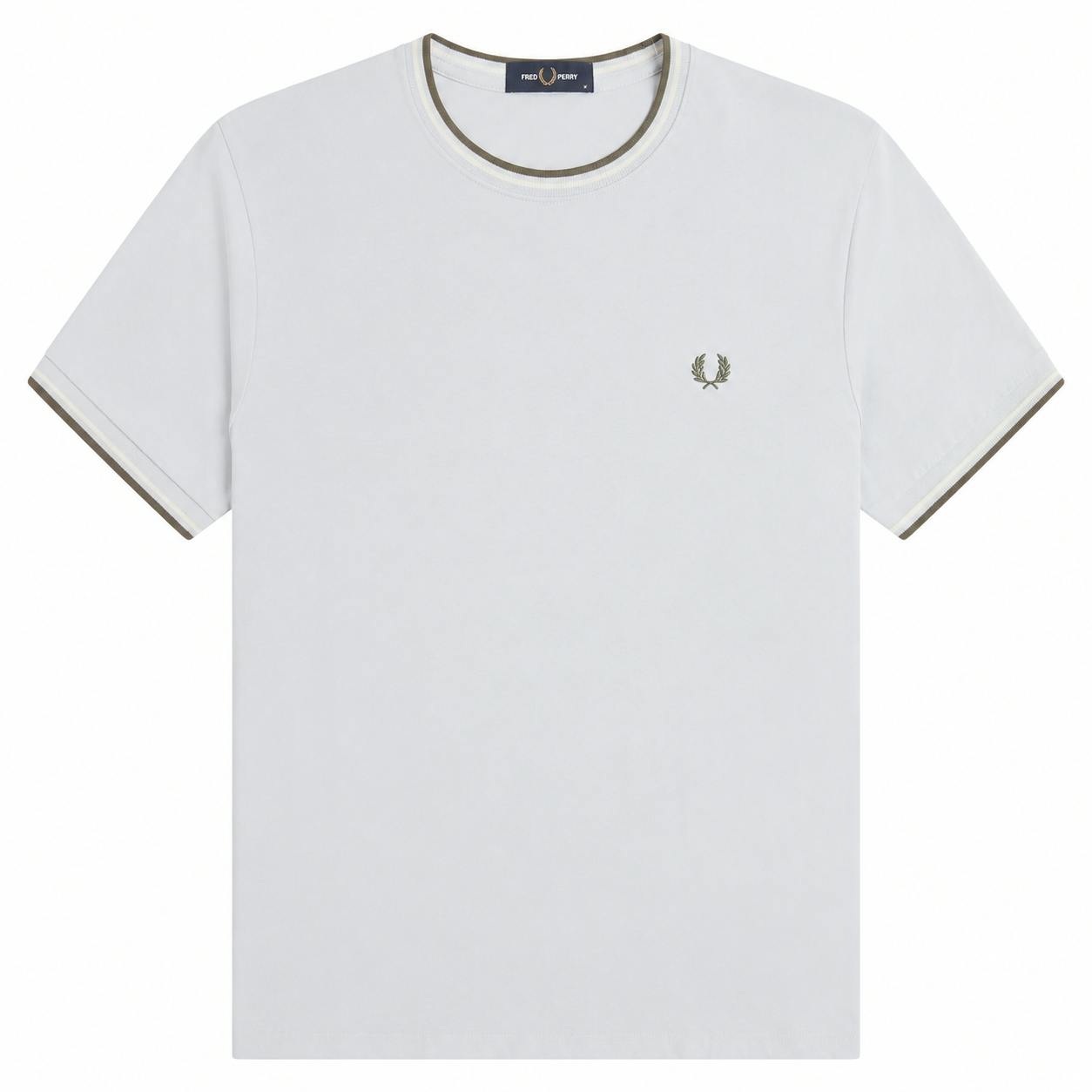 Fred Perry Blue/Green Twin Tipped T-Shirt Dusky /Ecru/Laurel Wreath - L
