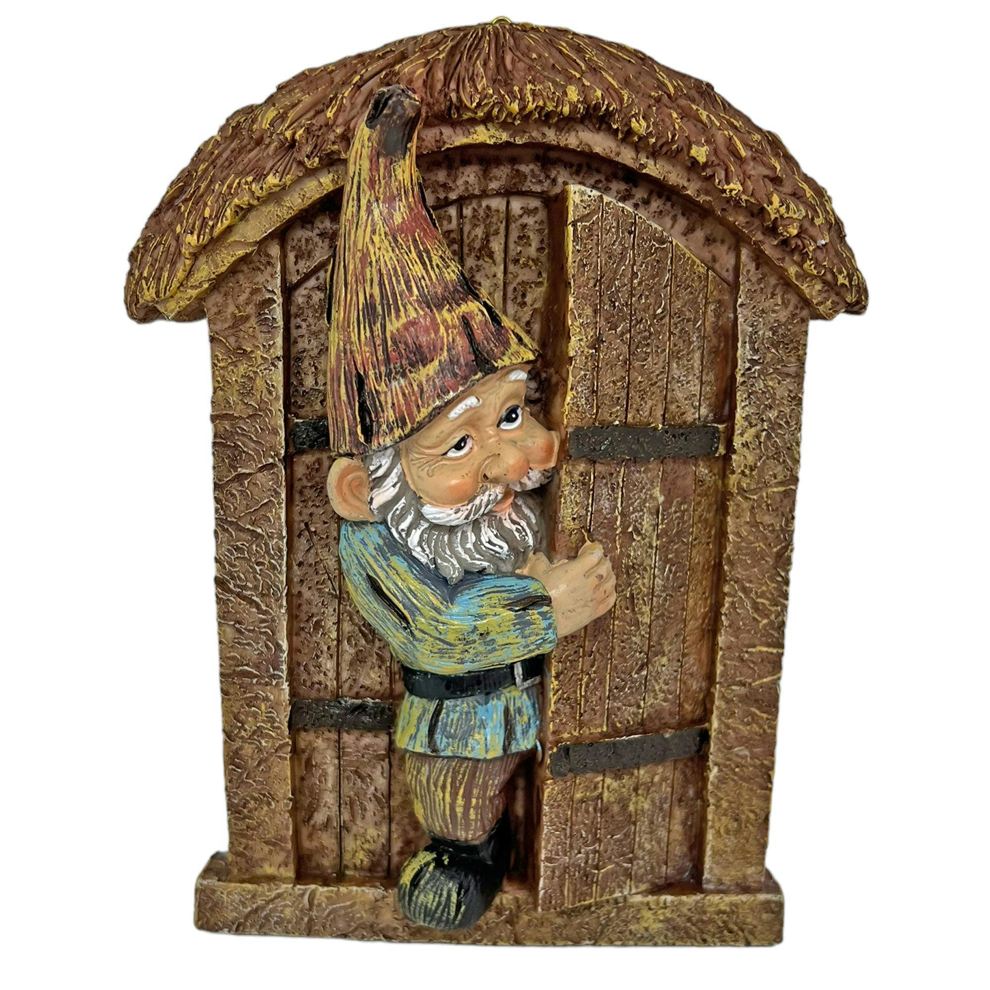 Rackhams Light Gnome In A Door Wall Mountable Garden Ornament