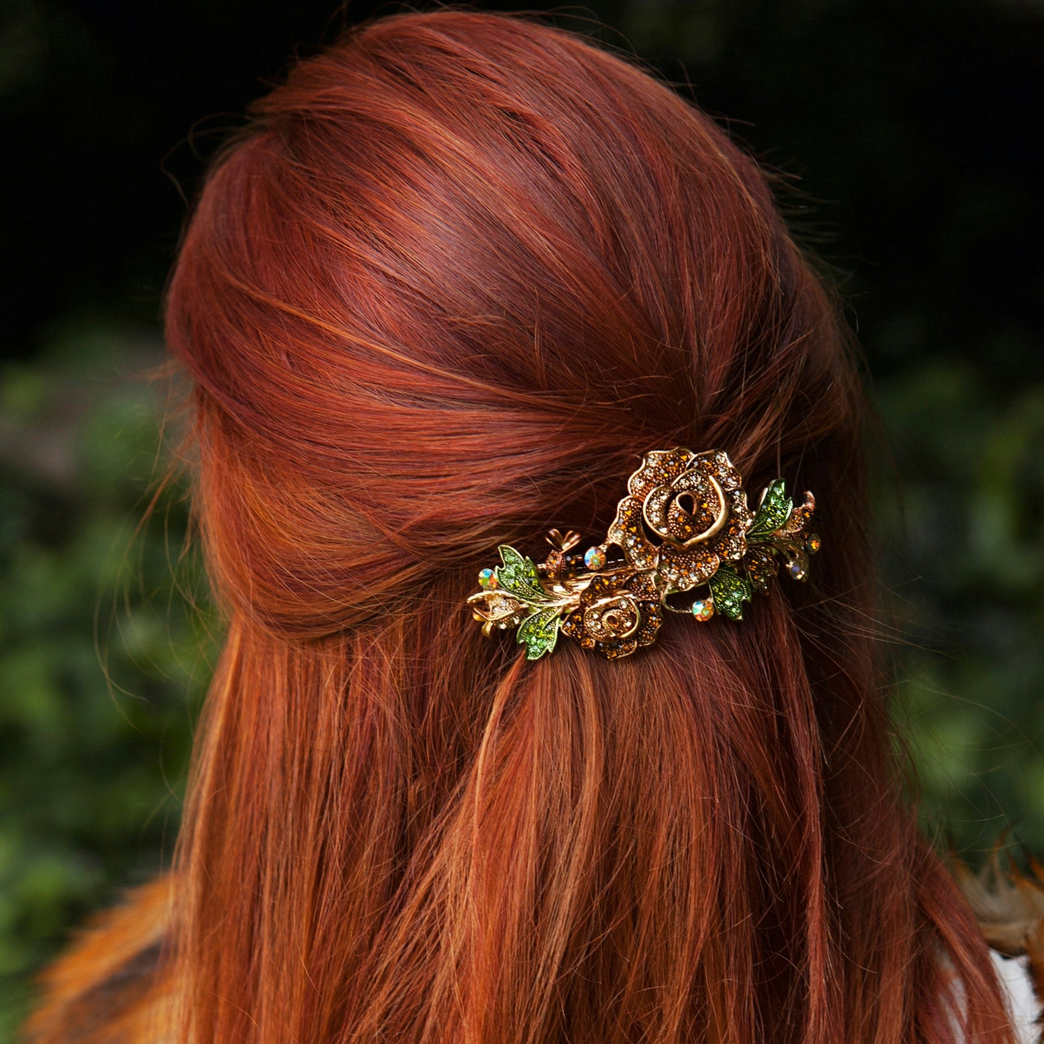 Queenmee Accessories Brown Flower Hair Clip Rose