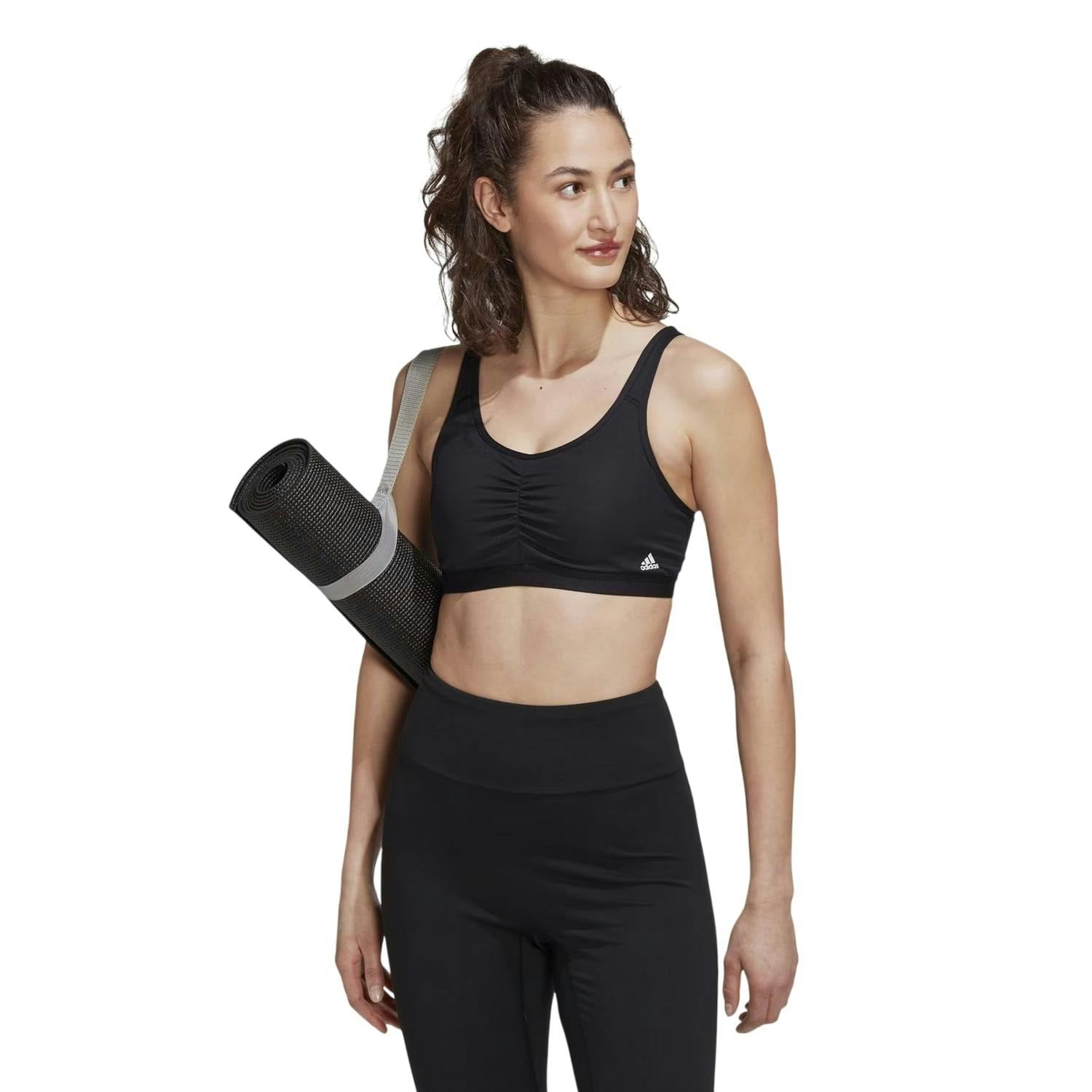 Adidas Women's Black Coreessentials Medium Support Sports Bra - La-C - 75% Recycled Polyester/25% Elastane