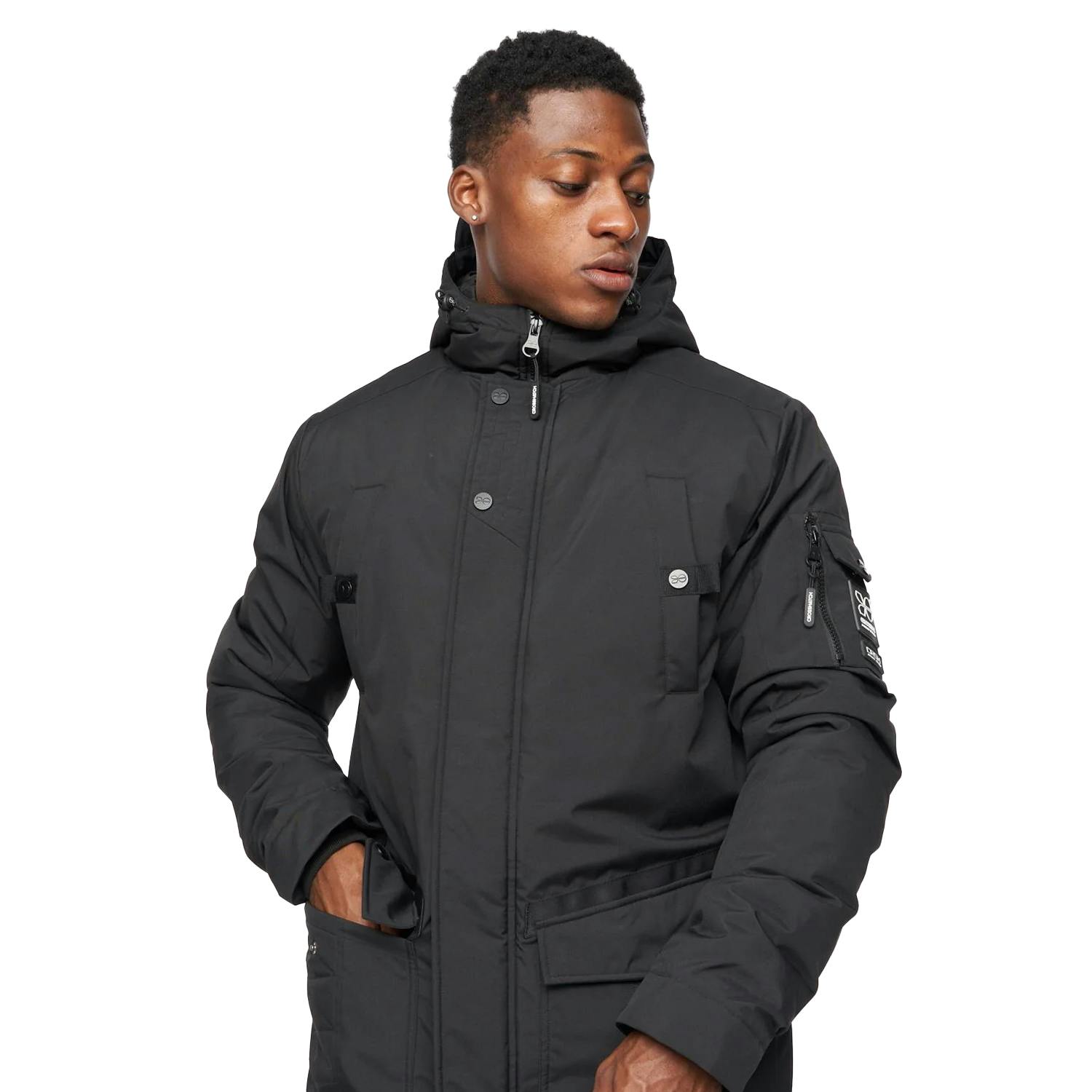 Crosshatch Men's Black Legender Parka - L - 100% Polyester