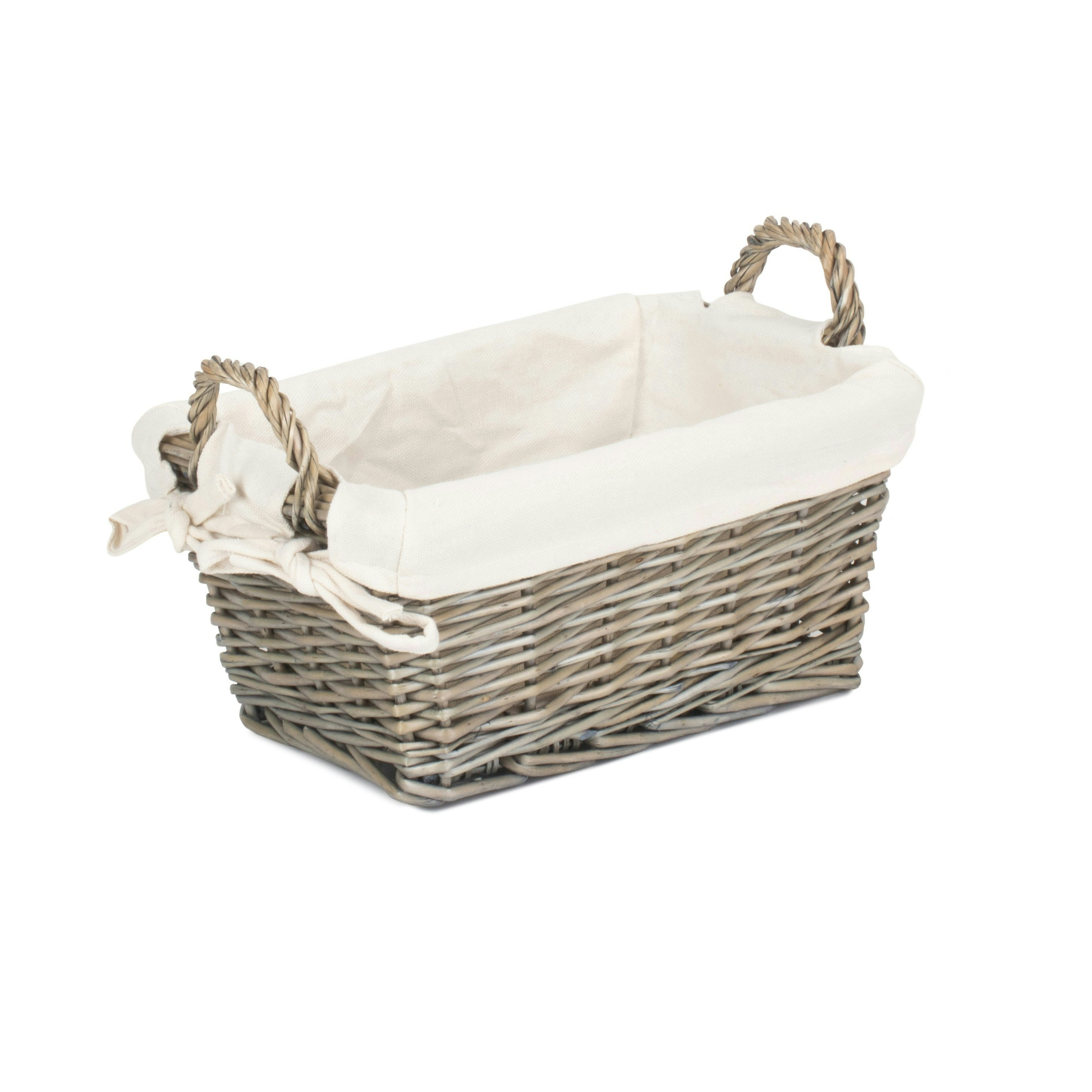 Red Hamper Antique Wash Wicker Handled Lined Storage Basket - Small