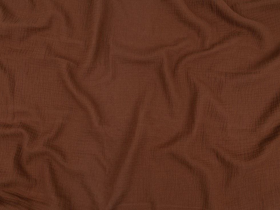 Minerva Core Range Brown Minerva Cotton Double Gauze Fabric - Plain Design Dressmaking Fabric, 130 Cm / 52" Wide - Per Metre