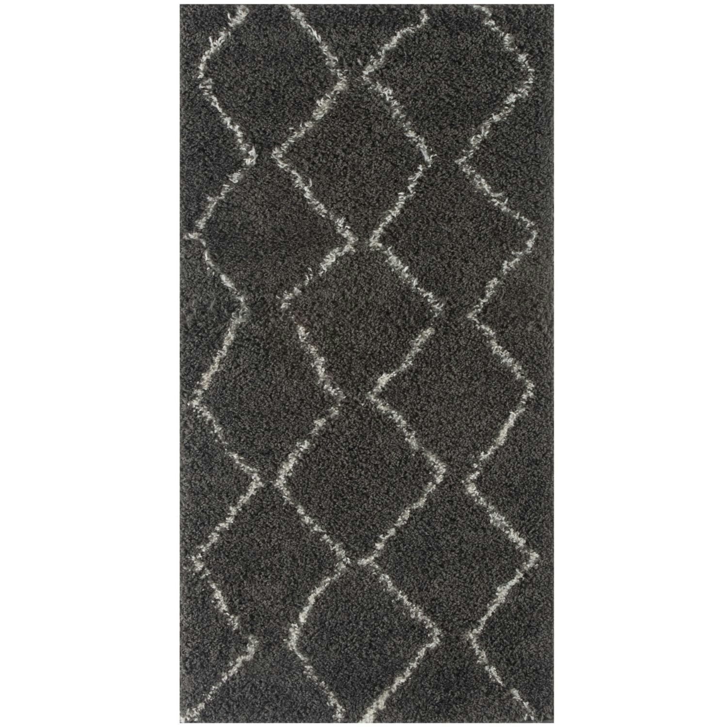The Rugs Dark/Grey Moroccan Shaggy Rug | 840 - 80X150 Cm