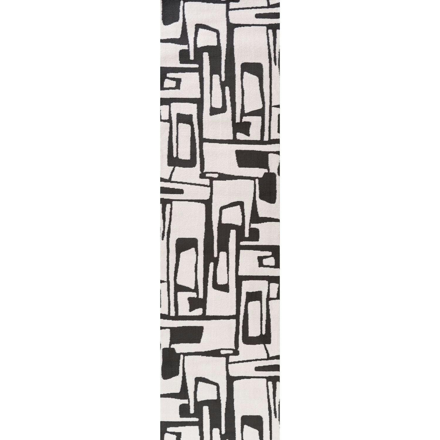 Rackhams Dark/Grey Loft Abstract Rug - 80X300 Cm