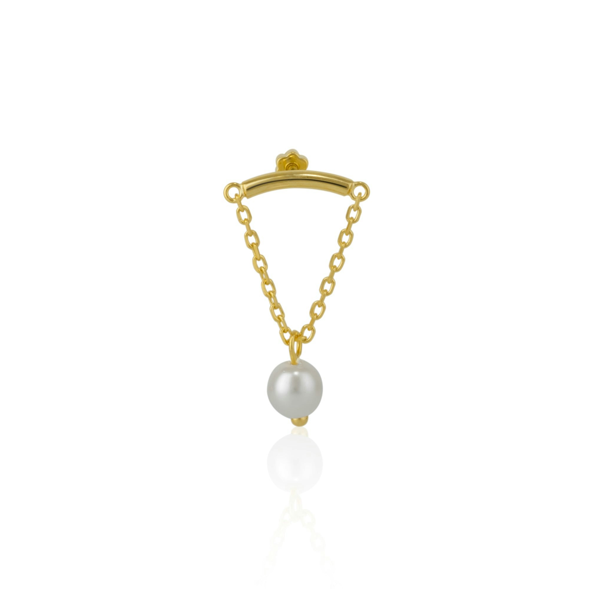 Spero London Silver/Gold Pearl Drop Sterling Piercing