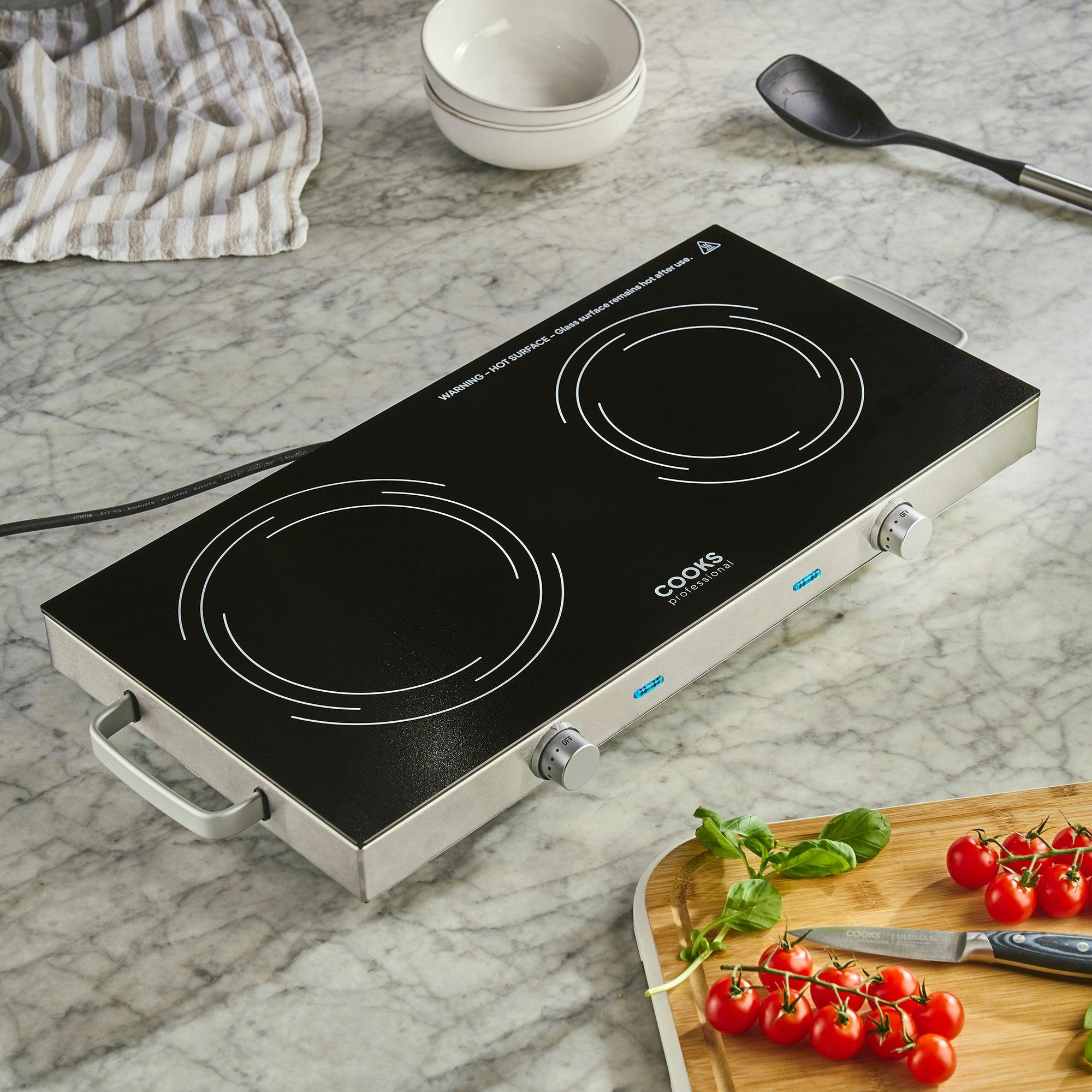 Cooks Professional Unisex Black Double Electric Ceramic Hob Portable Hotplate 2800W In Small - Image 3
