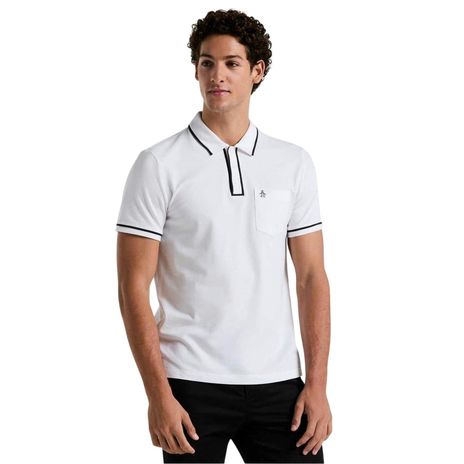 Original Penguin Men's White Regular Polo Shirt - Bright - Xxl - Bright - 62% Cotton/34% Tencel/4% Elastane