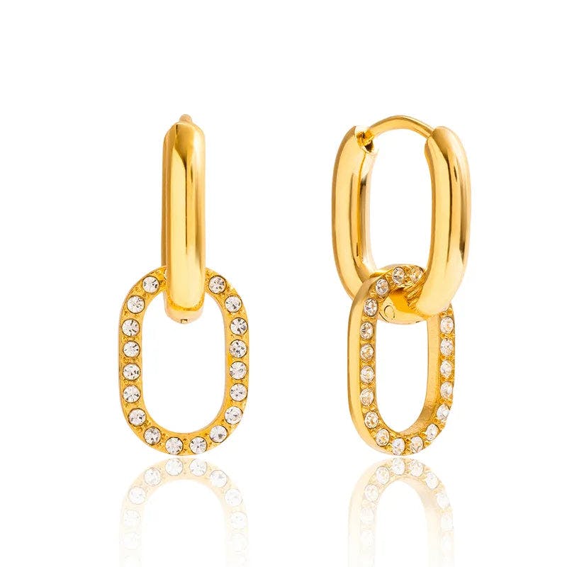 Elk & Bloom Gold Dainty 14K Gemstone Double Loop Hoops - No Thank You