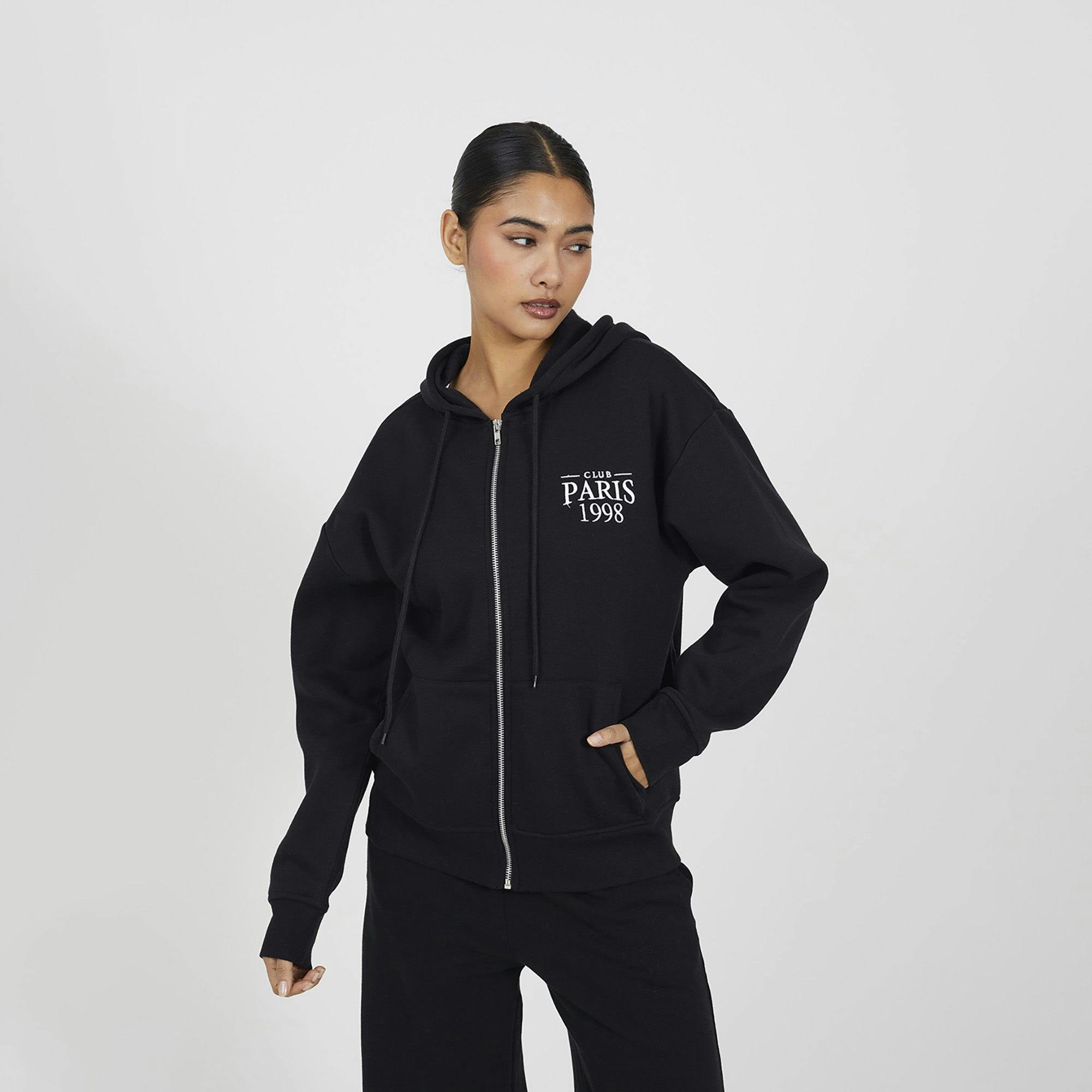 Brave Soul Black Zip Through Hoodie - Xs