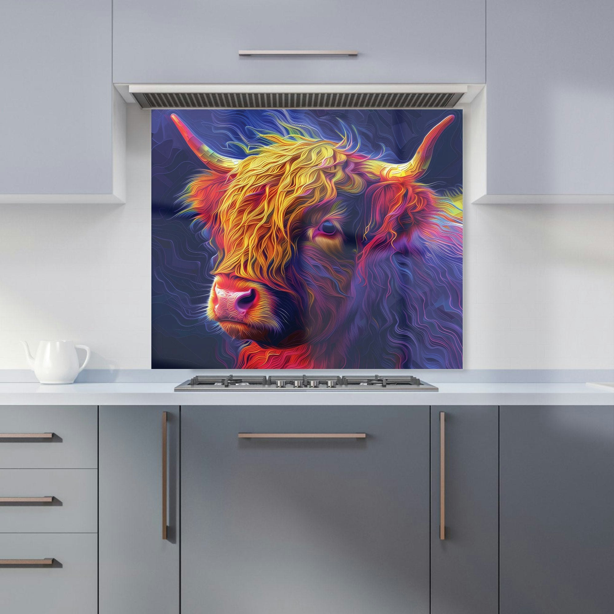 Warren Reed - Designer Vibrant Highland Cow Kitchen Splashback - W900mm X H750mm