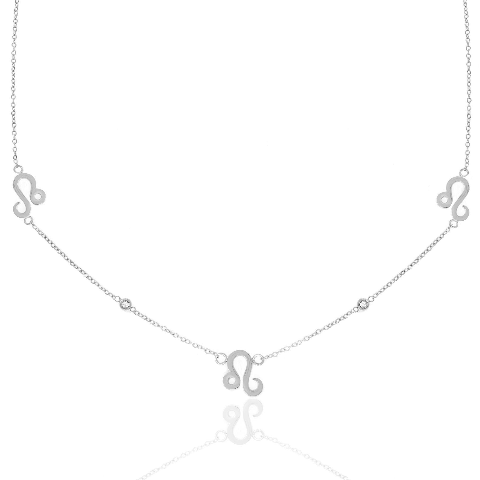 Say It With Silver/Yellow/Gold Leo Necklace With Cz Stones - Plated