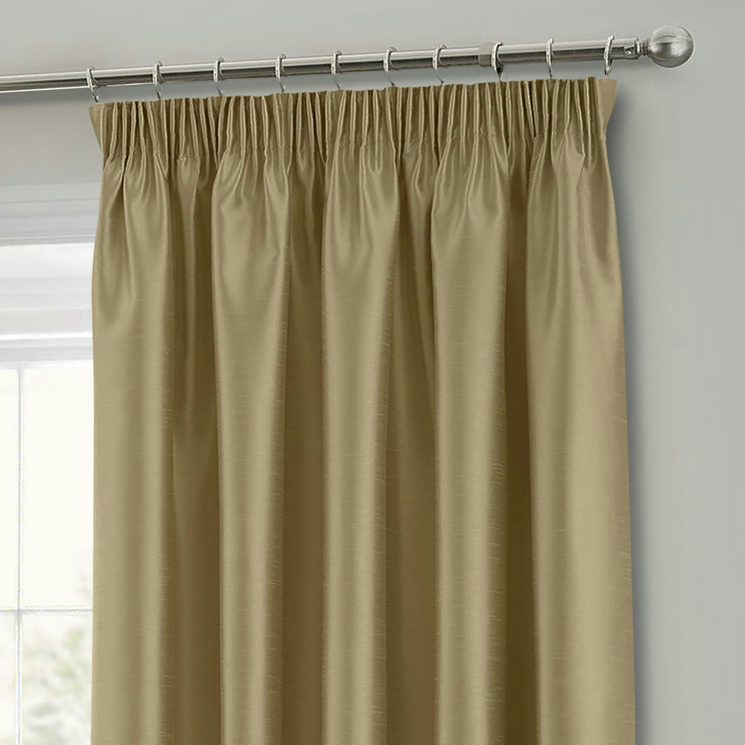 Intimates Light Faux Silk Pencil Pleat Curtains - 117Cm X 137Cm - Latte