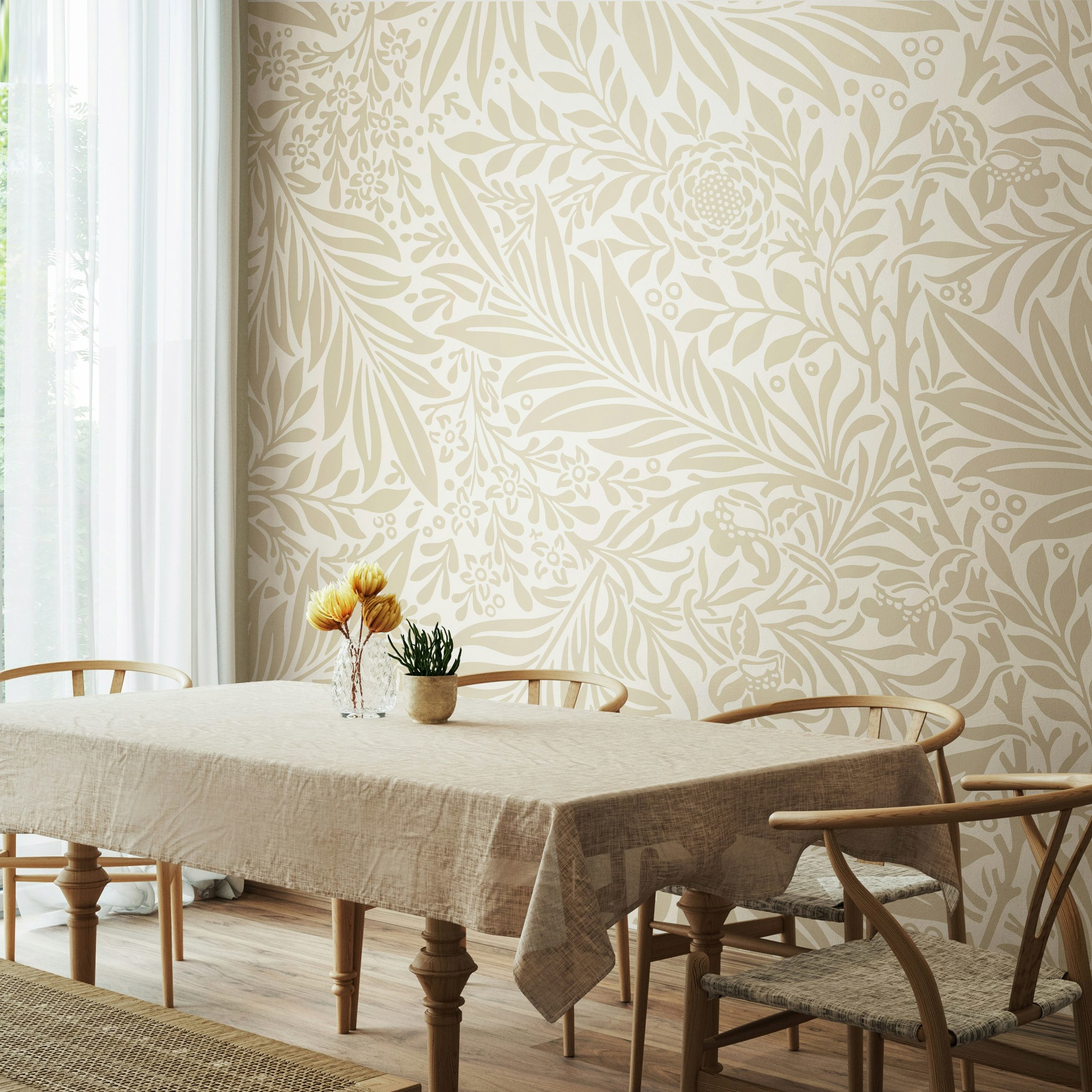 Rackhams Trailing Ferns - Stone And Linen - Medium - W300cm X H240cm