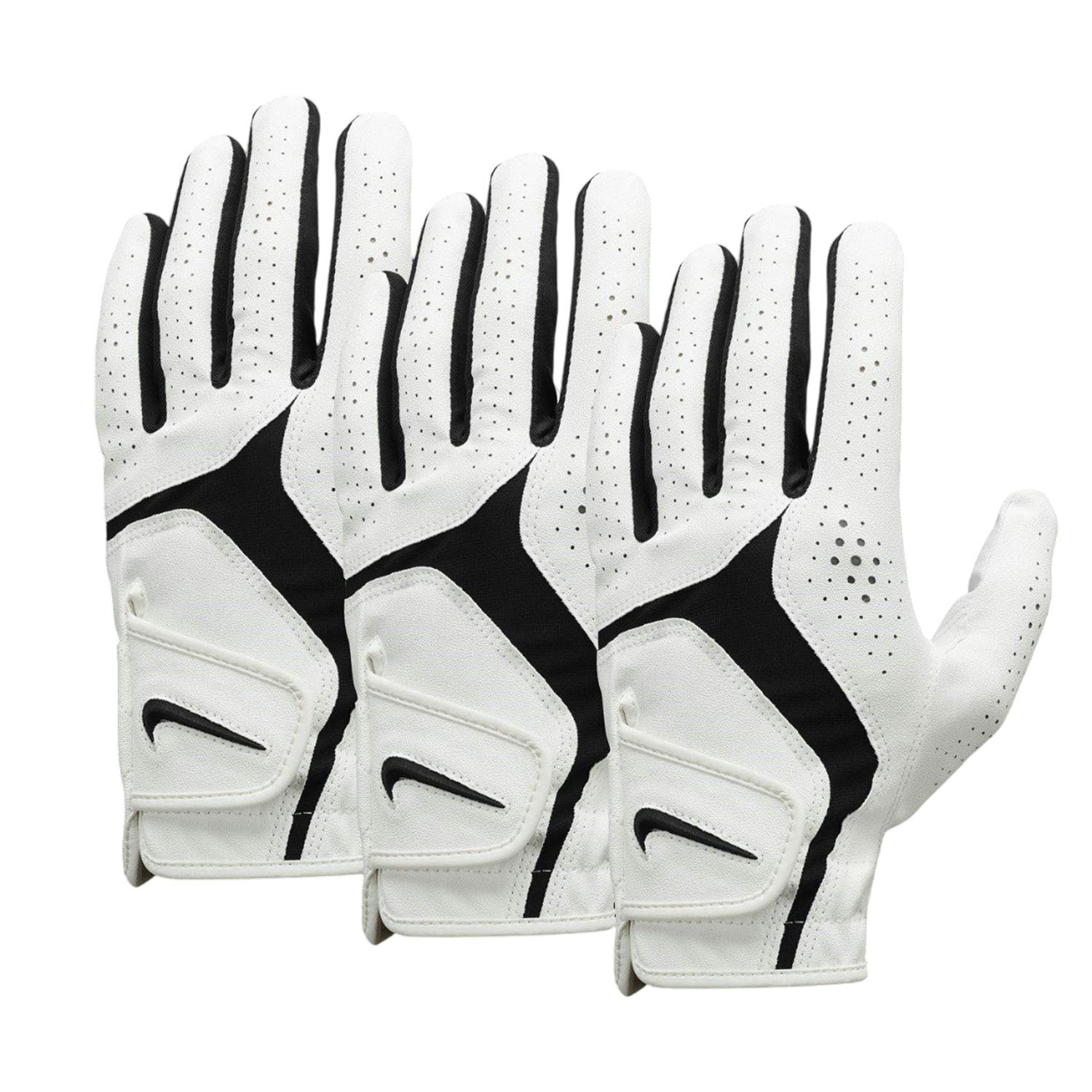 Nike White/Black Dura Feel X Golf Gloves (Pack Of 3) - Xl - 60% Pu/30% Polyester/10% Nylon